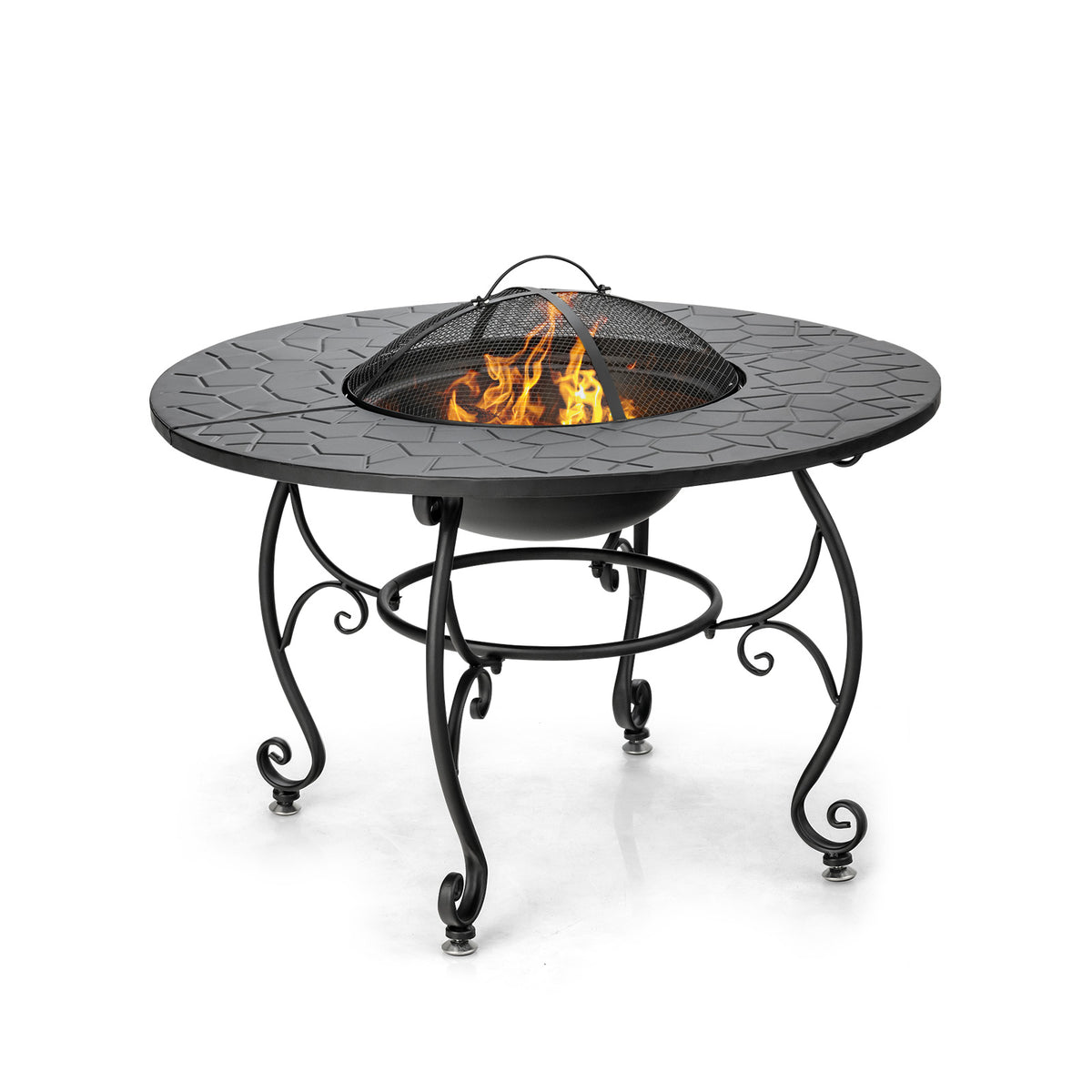 35.5 Feet Patio Fire Pit Dining Table With Cooking BBQ Grate-Fire Pits-DECOROLALA