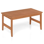 35.5" Solid Wood Outdoor Coffee Table with Rectangular Slatted Top and Teak Finish-Patio Coffee Tables-DECOROLALA