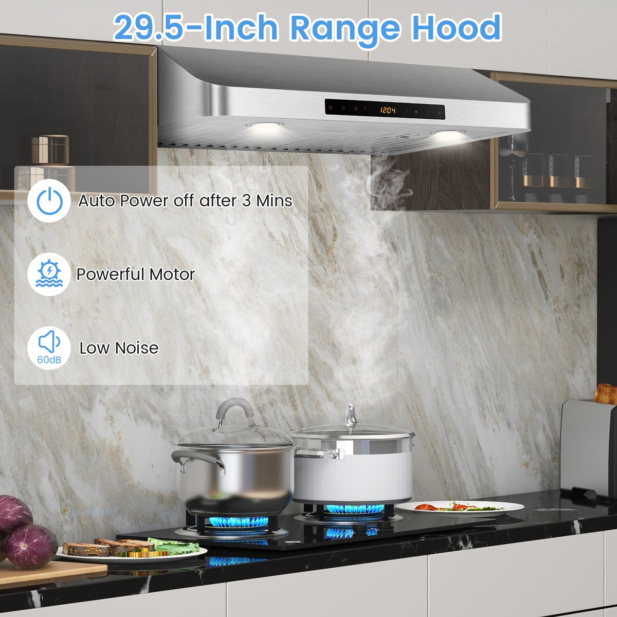 35.5/29.5 Inch Under Cabinet Range Hood 900 CFM Kitchen Vent with 4 Fan Speed-29.5 inches-Kitchen Appliances-DECOROLALA