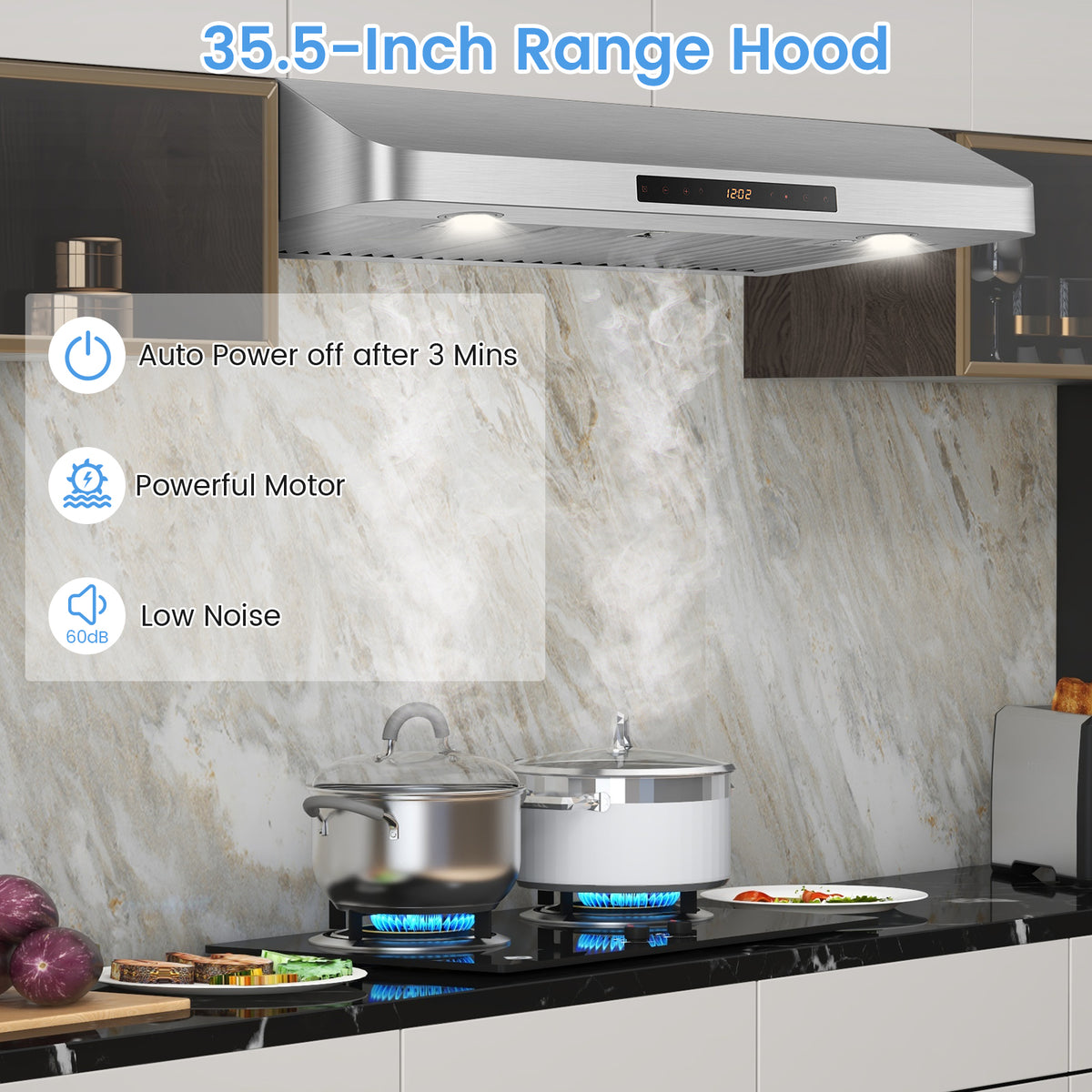 35.5/29.5 Inch Under Cabinet Range Hood 900 CFM Kitchen Vent with 4 Fan Speed-35.5 Inch-Kitchen Appliances-DECOROLALA