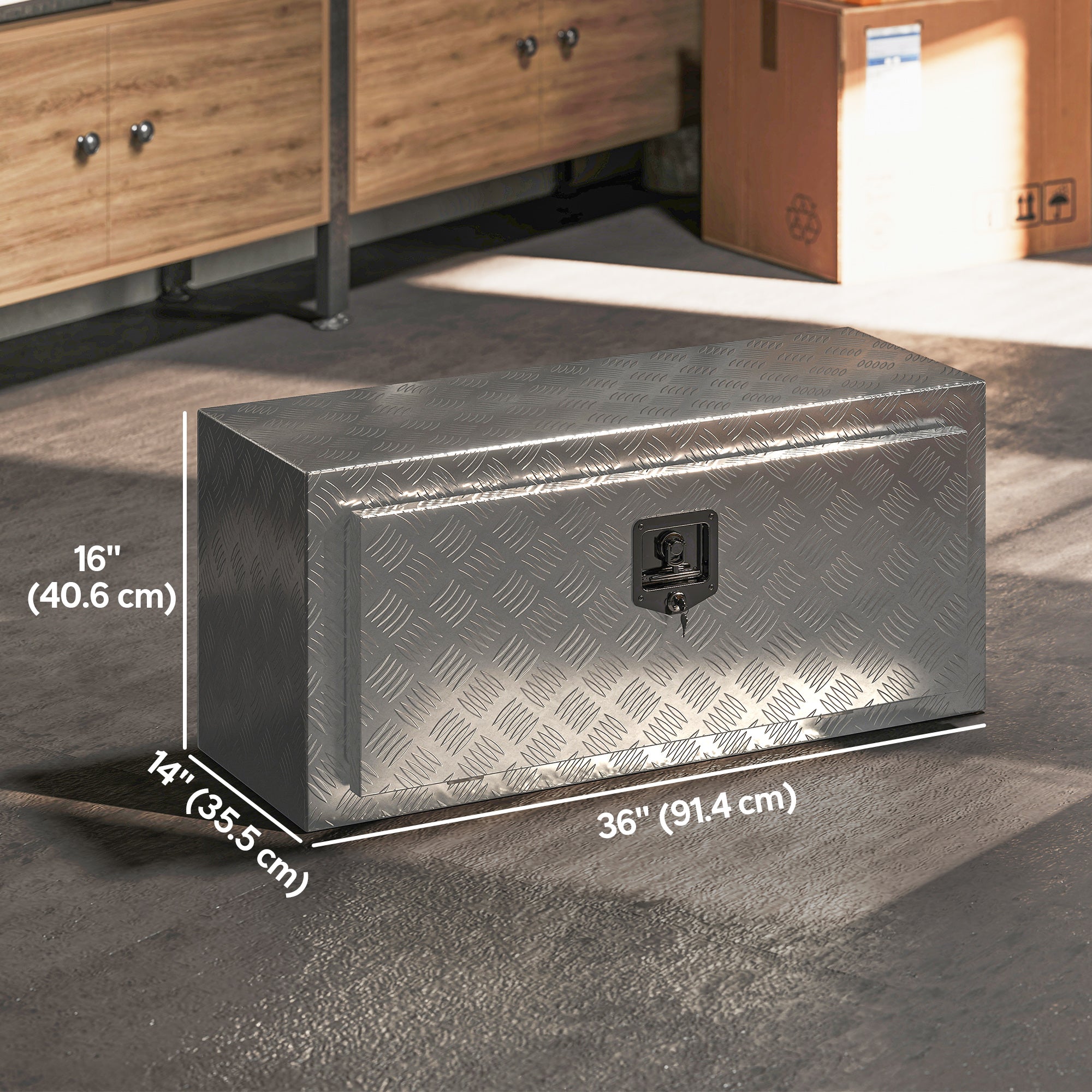 36" Aluminum Truck Bed Tool Box - Silver 30.4 Gal-DECOROLALA