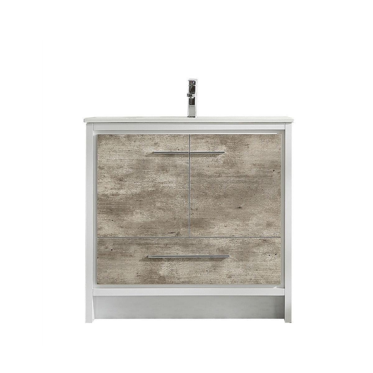 36" Ash Freestanding Bathroom Vanity with White Ceramic Countertop-Migration_Bathroom Vanities-DECOROLALA