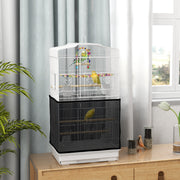 36" Bird Cage with Accessories, Mesh Cover and Tray - White-Birds-DECOROLALA