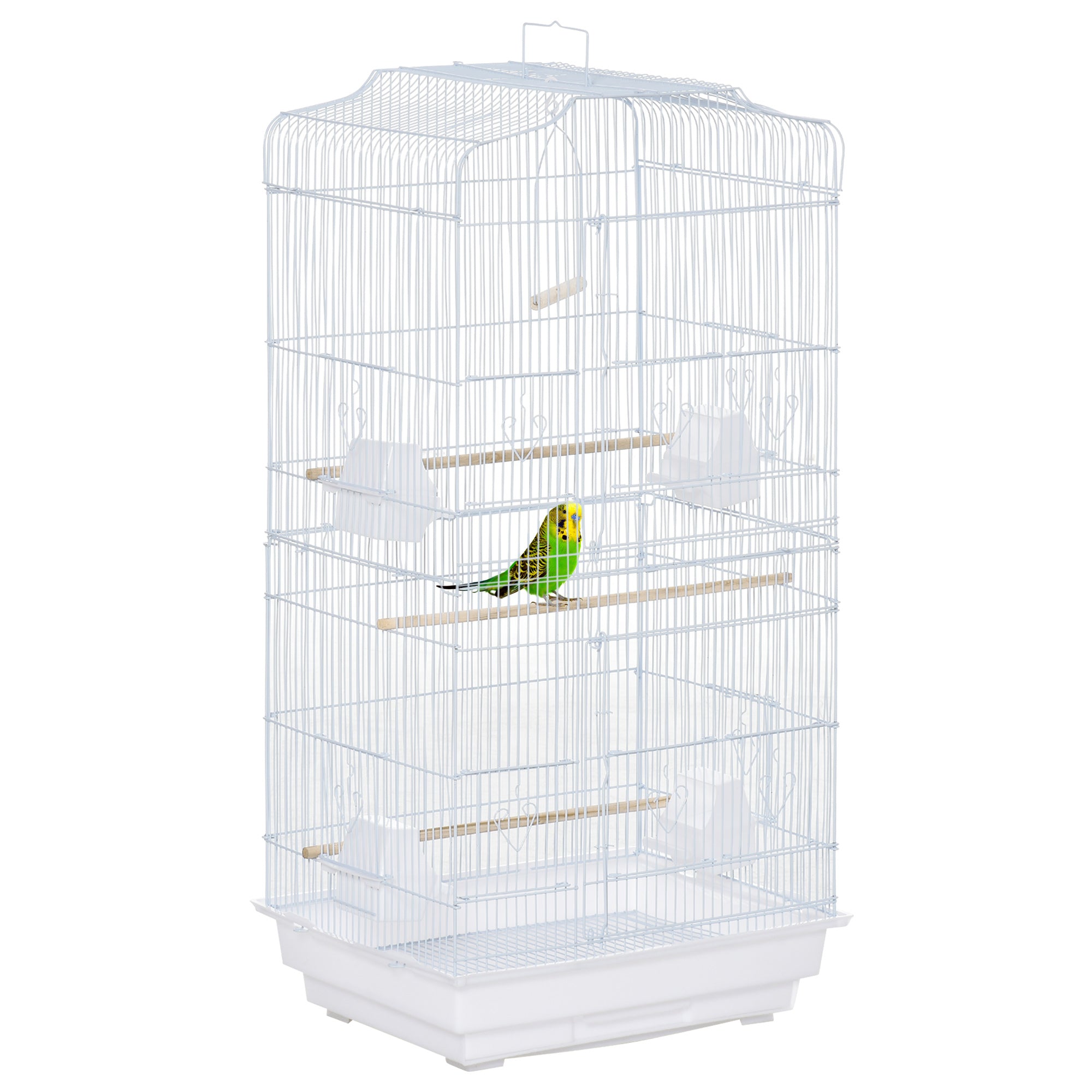 36" Bird Flight Cage with Perches and Feeders - White-Birds-DECOROLALA