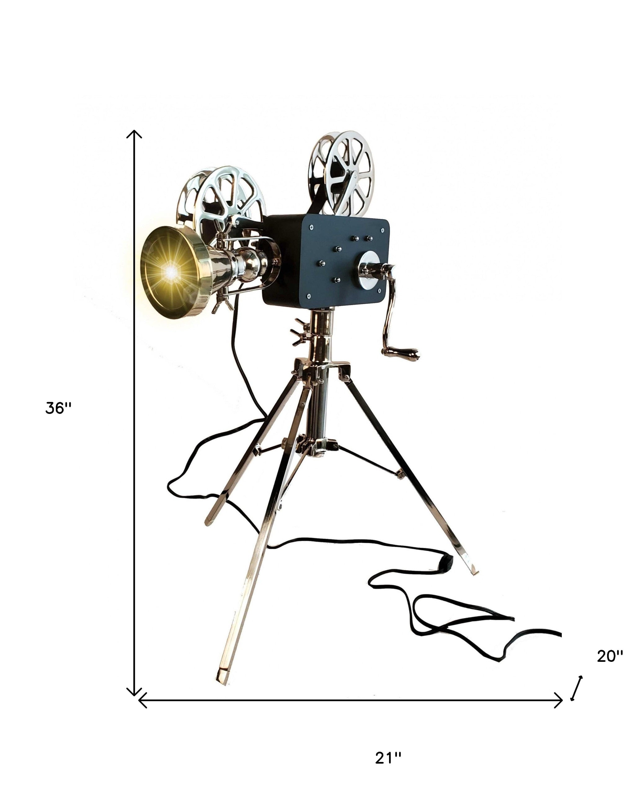 36" Black And Silver Tripod Floor Lamp With Metal Novelty Shade-Floor Lamps-DECOROLALA