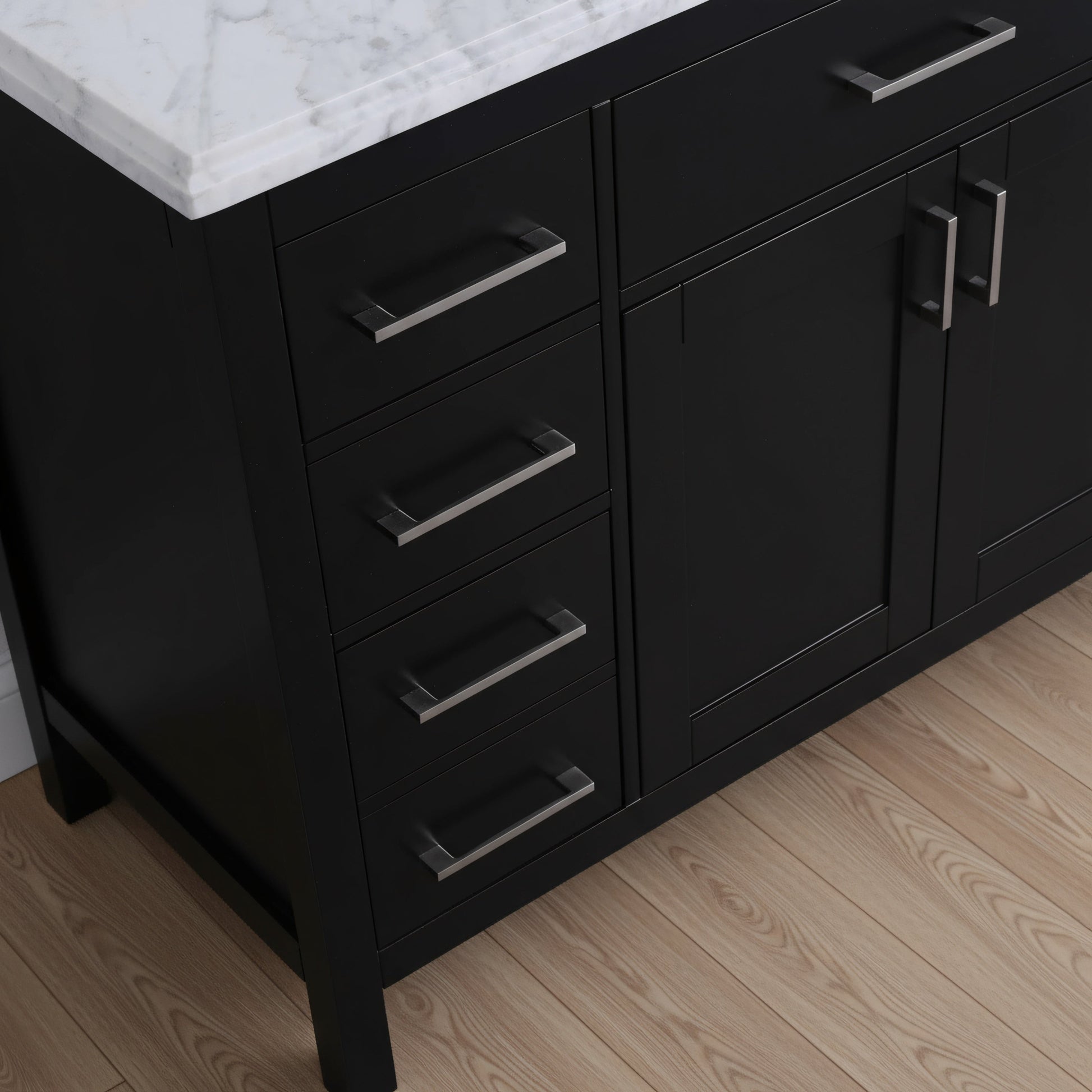 36" Black Freestanding Single Sink Bathroom Vanity with Carrera Marble Countertop-Migration_Bathroom Vanities-DECOROLALA