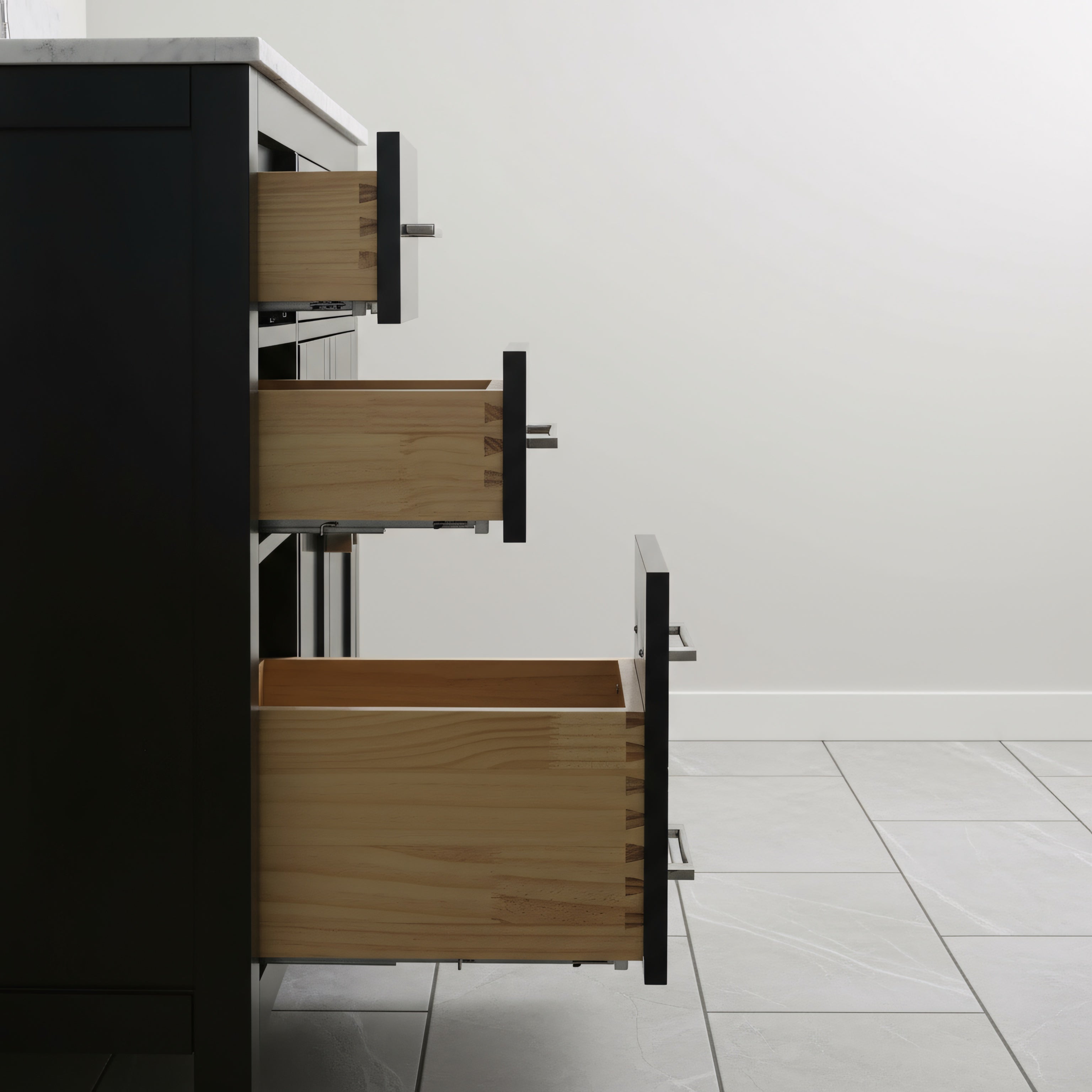 36" Black Freestanding Single Sink Bathroom Vanity with Carrera Marble Countertop-Migration_Bathroom Vanities-DECOROLALA