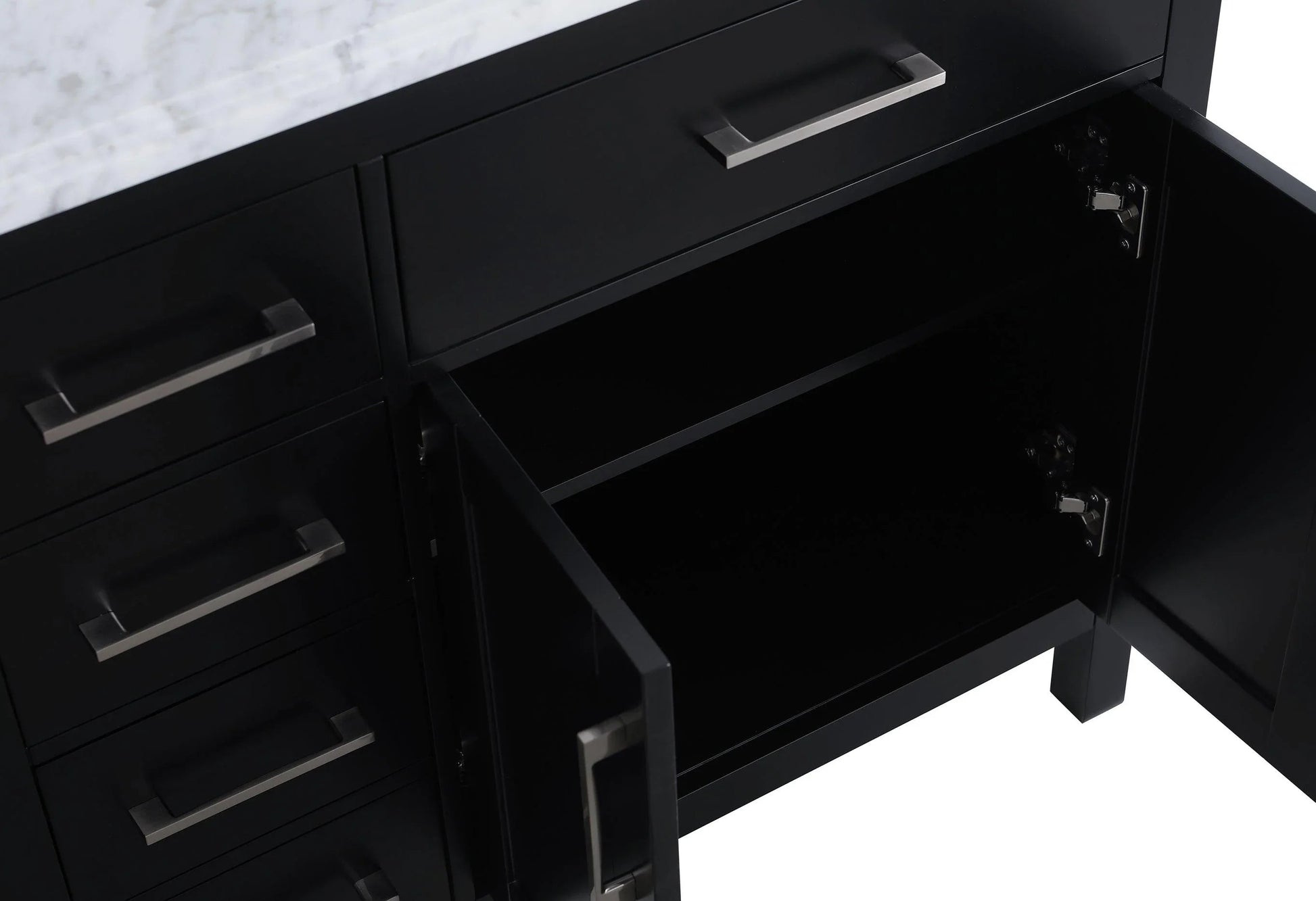 36" Black Freestanding Single Sink Bathroom Vanity with Carrera Marble Countertop-Migration_Bathroom Vanities-DECOROLALA