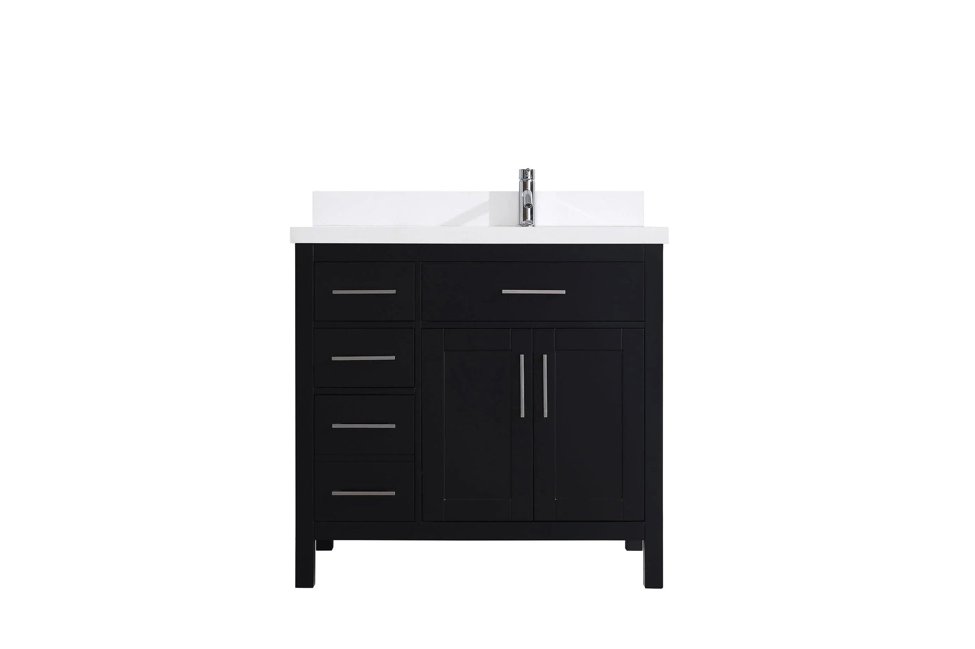 36" Black Freestanding Single Sink Bathroom Vanity with White Quartz Countertop-Migration_Bathroom Vanities-DECOROLALA