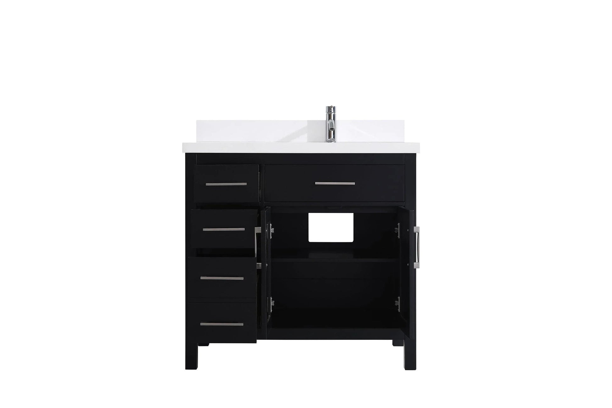 36" Black Freestanding Single Sink Bathroom Vanity with White Quartz Countertop-Migration_Bathroom Vanities-DECOROLALA