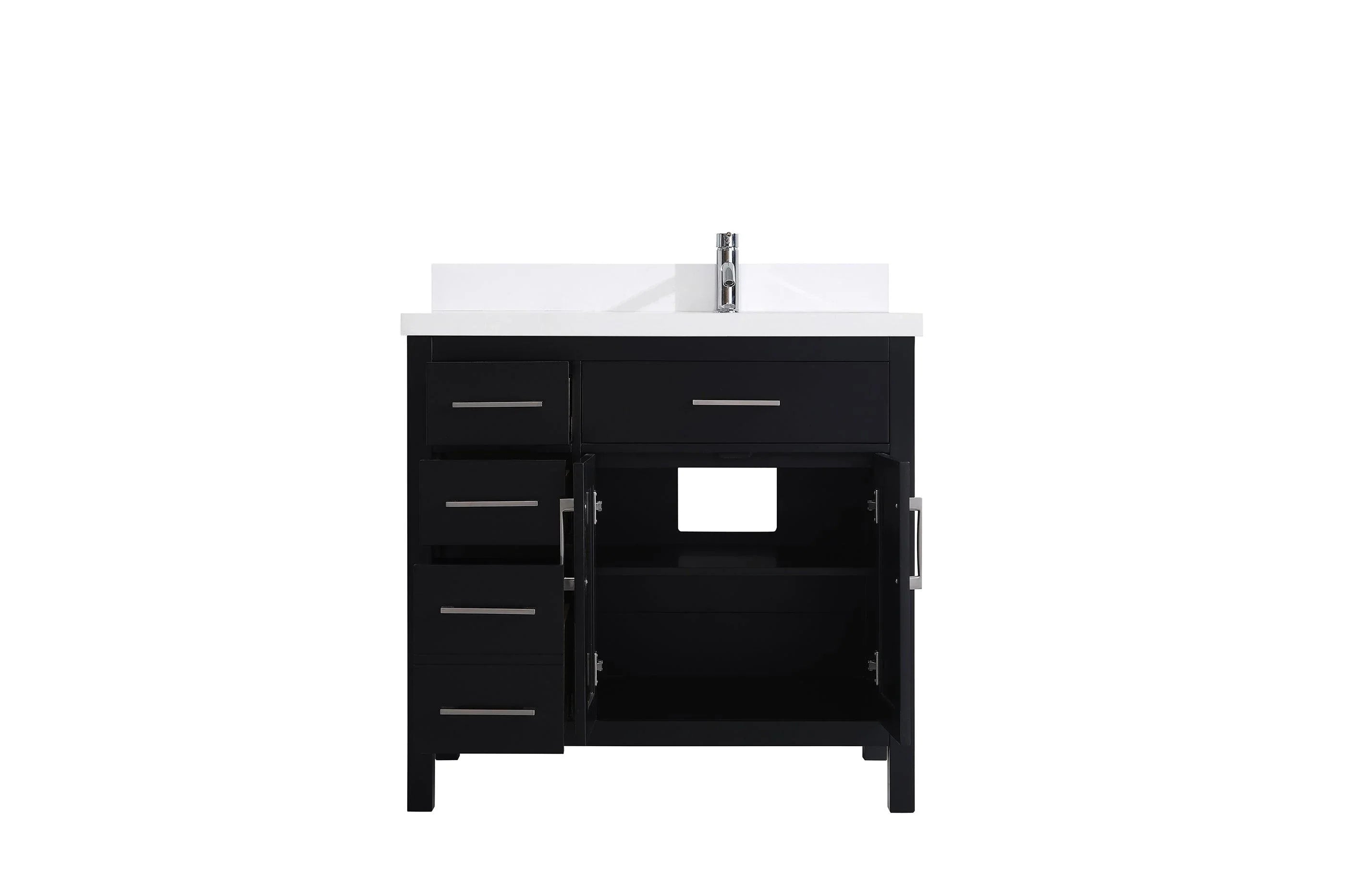 36" Black Freestanding Single Sink Bathroom Vanity with White Quartz Countertop-Migration_Bathroom Vanities-DECOROLALA
