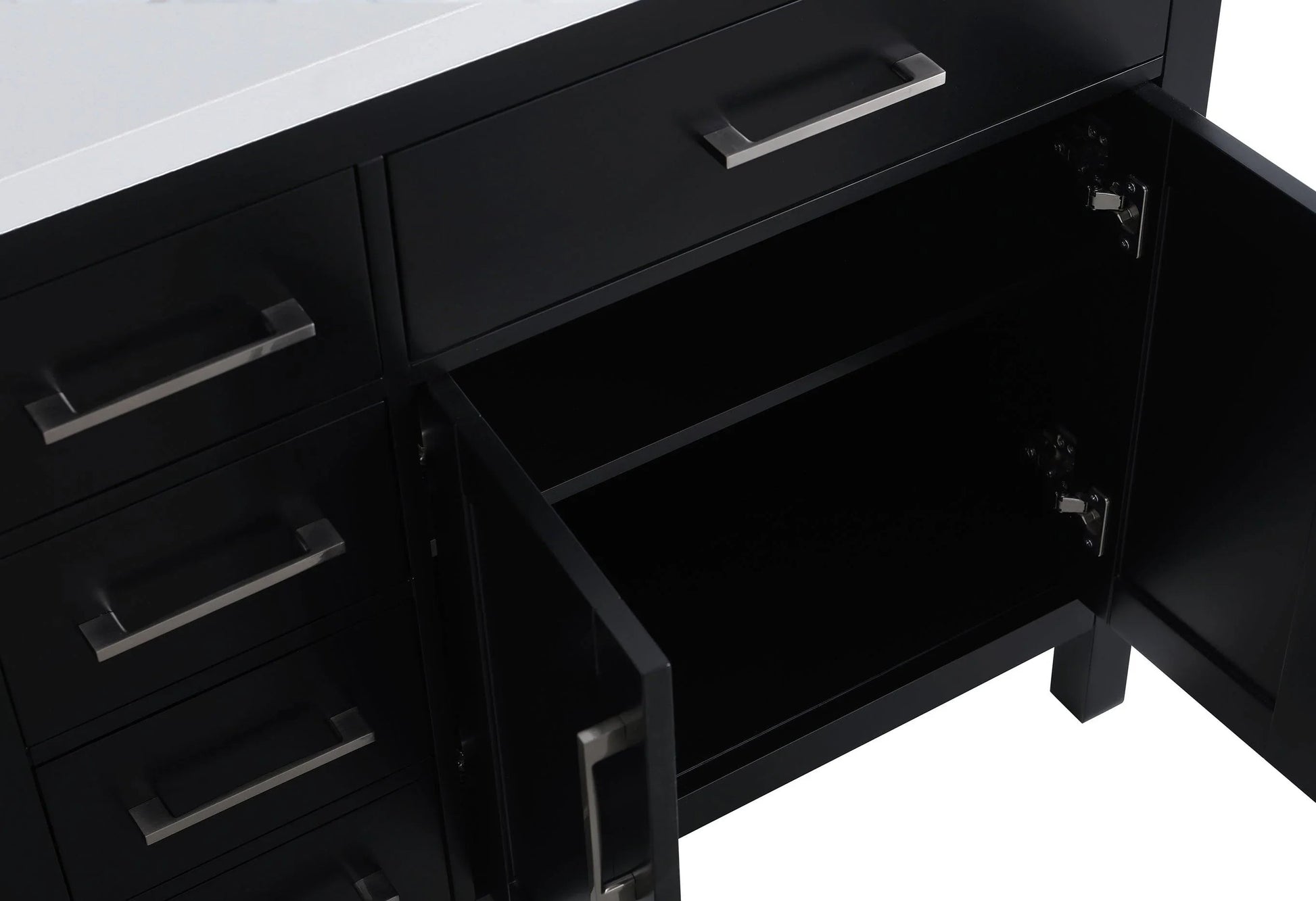 36" Black Freestanding Single Sink Bathroom Vanity with White Quartz Countertop-Migration_Bathroom Vanities-DECOROLALA