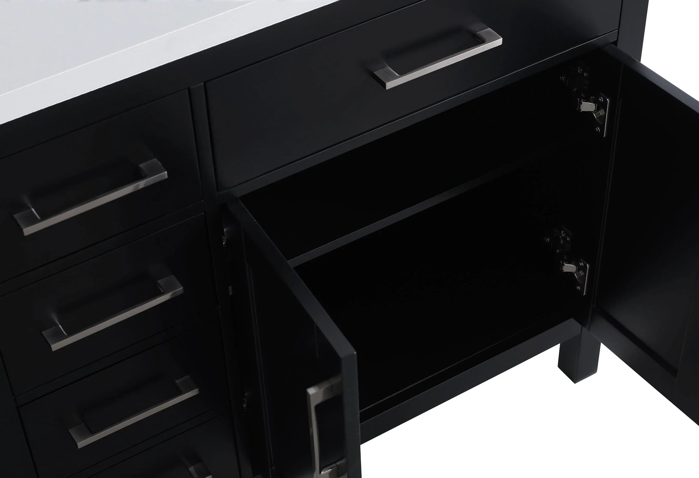 36" Black Freestanding Single Sink Bathroom Vanity with White Quartz Countertop-Migration_Bathroom Vanities-DECOROLALA