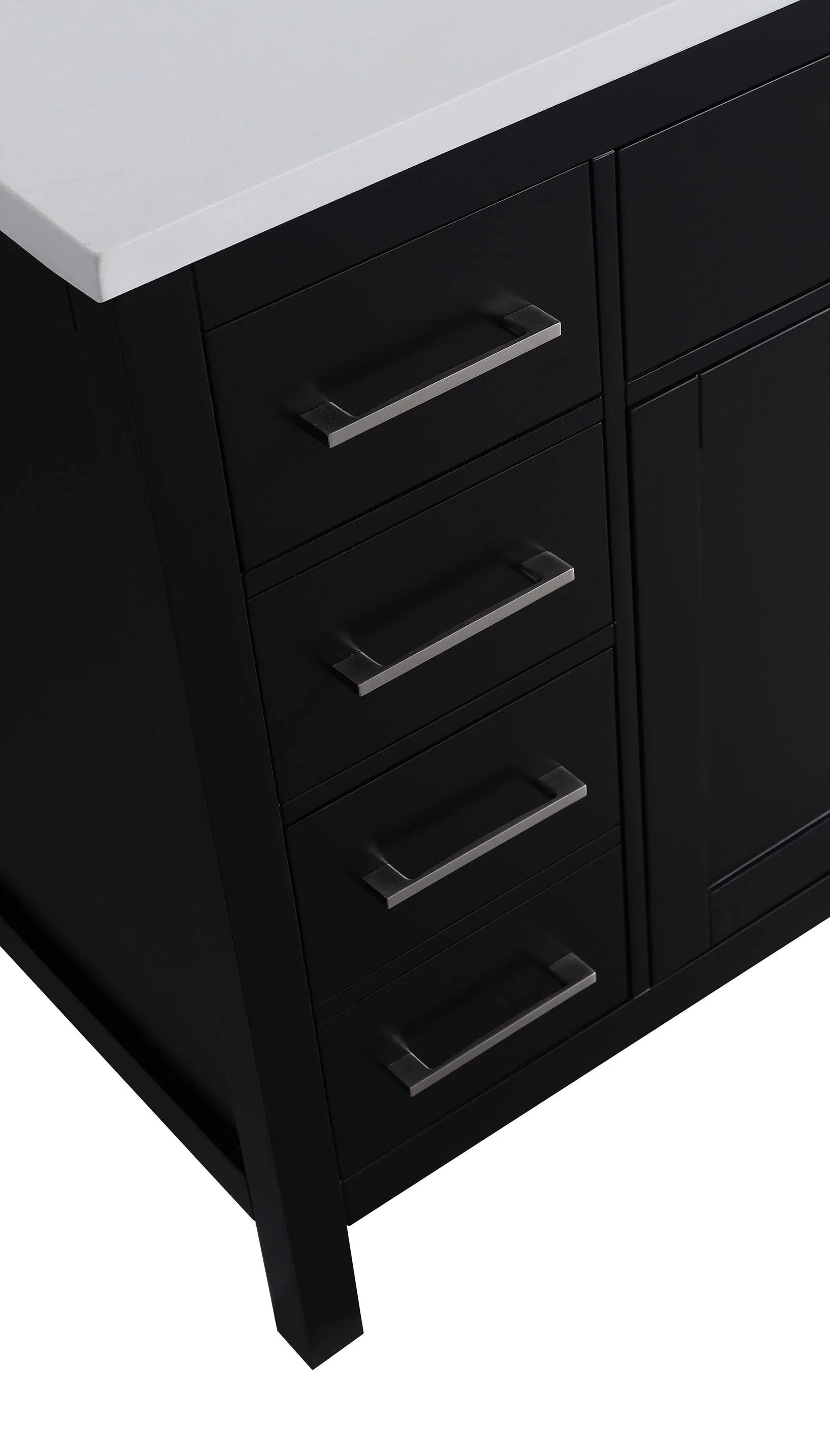 36" Black Freestanding Single Sink Bathroom Vanity with White Quartz Countertop-Migration_Bathroom Vanities-DECOROLALA