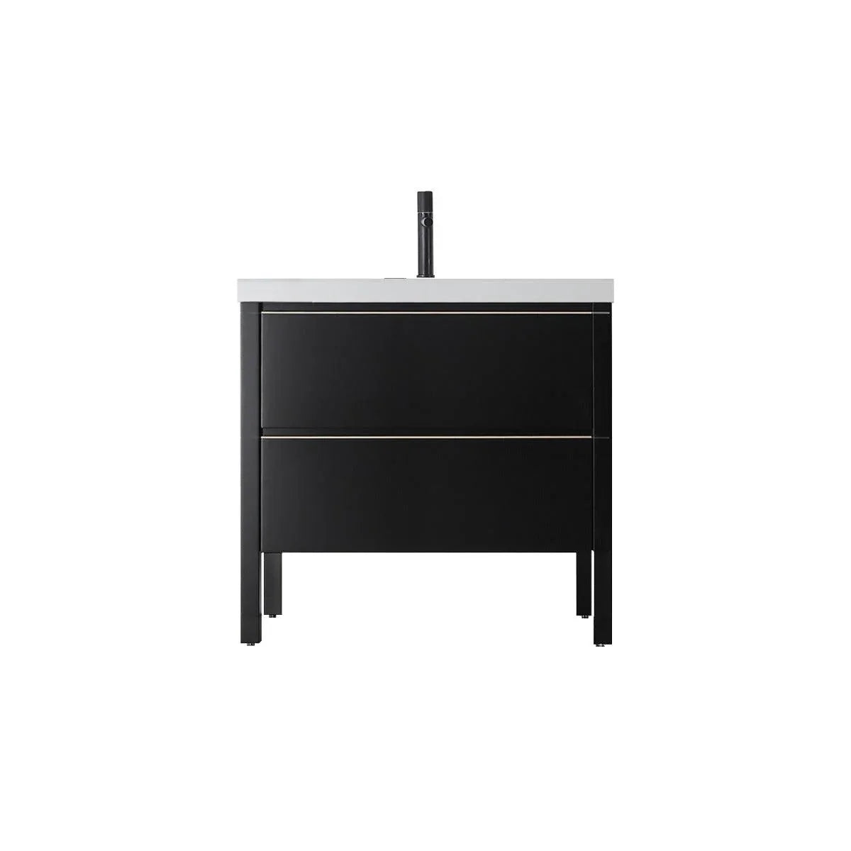 36" Black Freestanding Single Sink Bathroom Vanity with White Quartz Countertop-Migration_Bathroom Vanities-DECOROLALA
