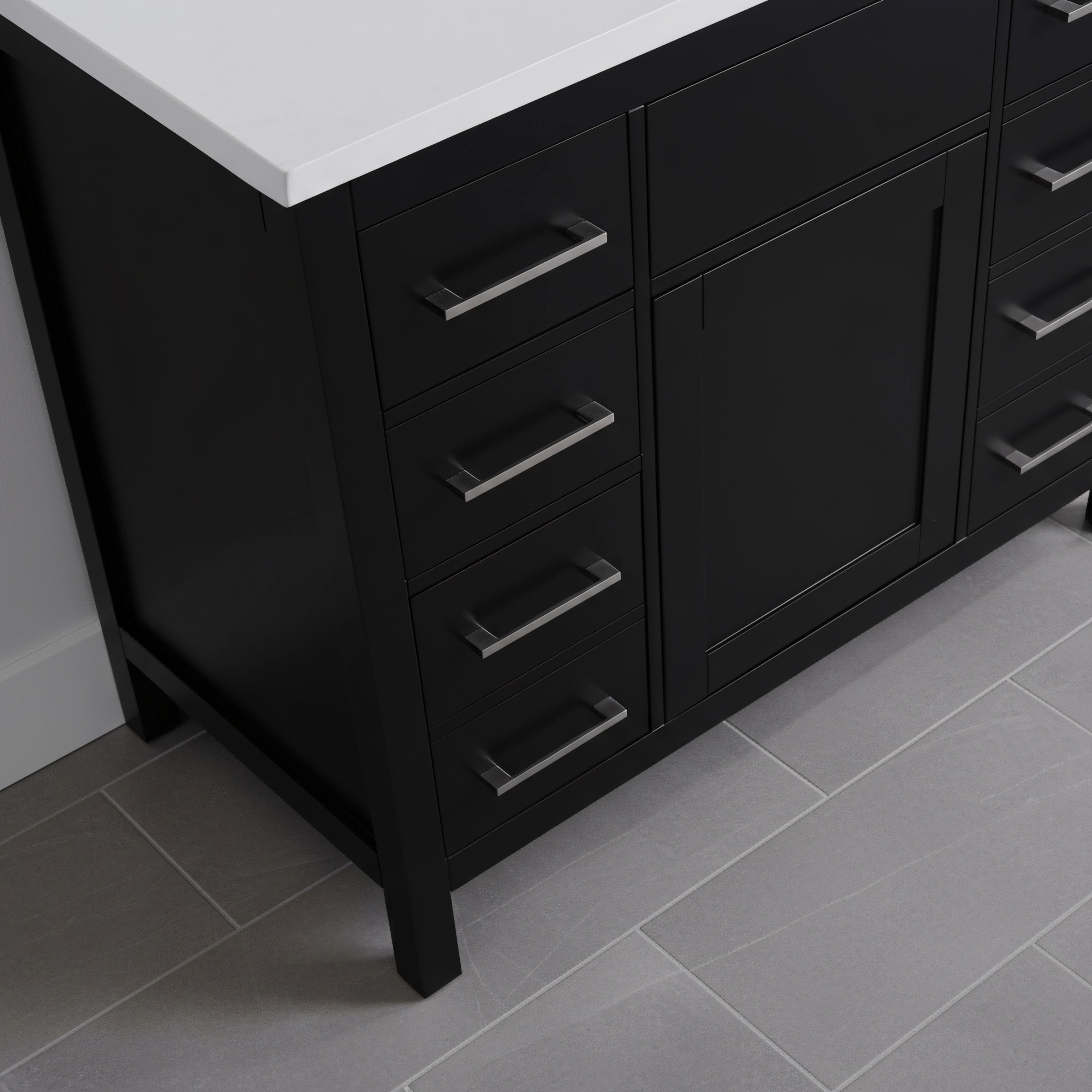 36" Black Freestanding Single Sink Bathroom Vanity with White Quartz Countertop-Migration_Bathroom Vanities-DECOROLALA