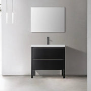 36" Black Freestanding Single Sink Bathroom Vanity with White Quartz Countertop-Migration_Bathroom Vanities-DECOROLALA