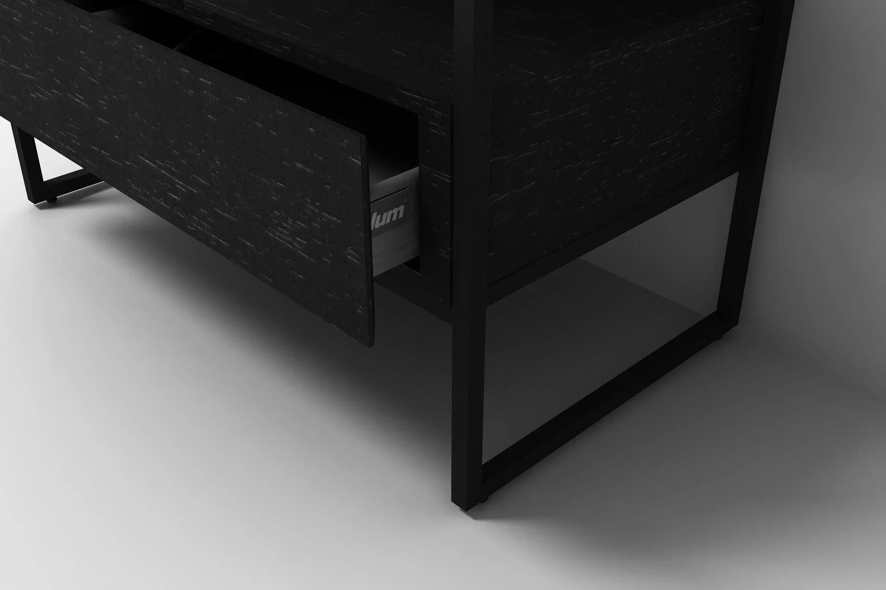 36" Black Oak Freestanding Bathroom Vanity with Black Marble Countertop-Migration_Bathroom Vanities-DECOROLALA