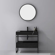 36" Black Oak Freestanding Bathroom Vanity with Black Marble Countertop-Migration_Bathroom Vanities-DECOROLALA