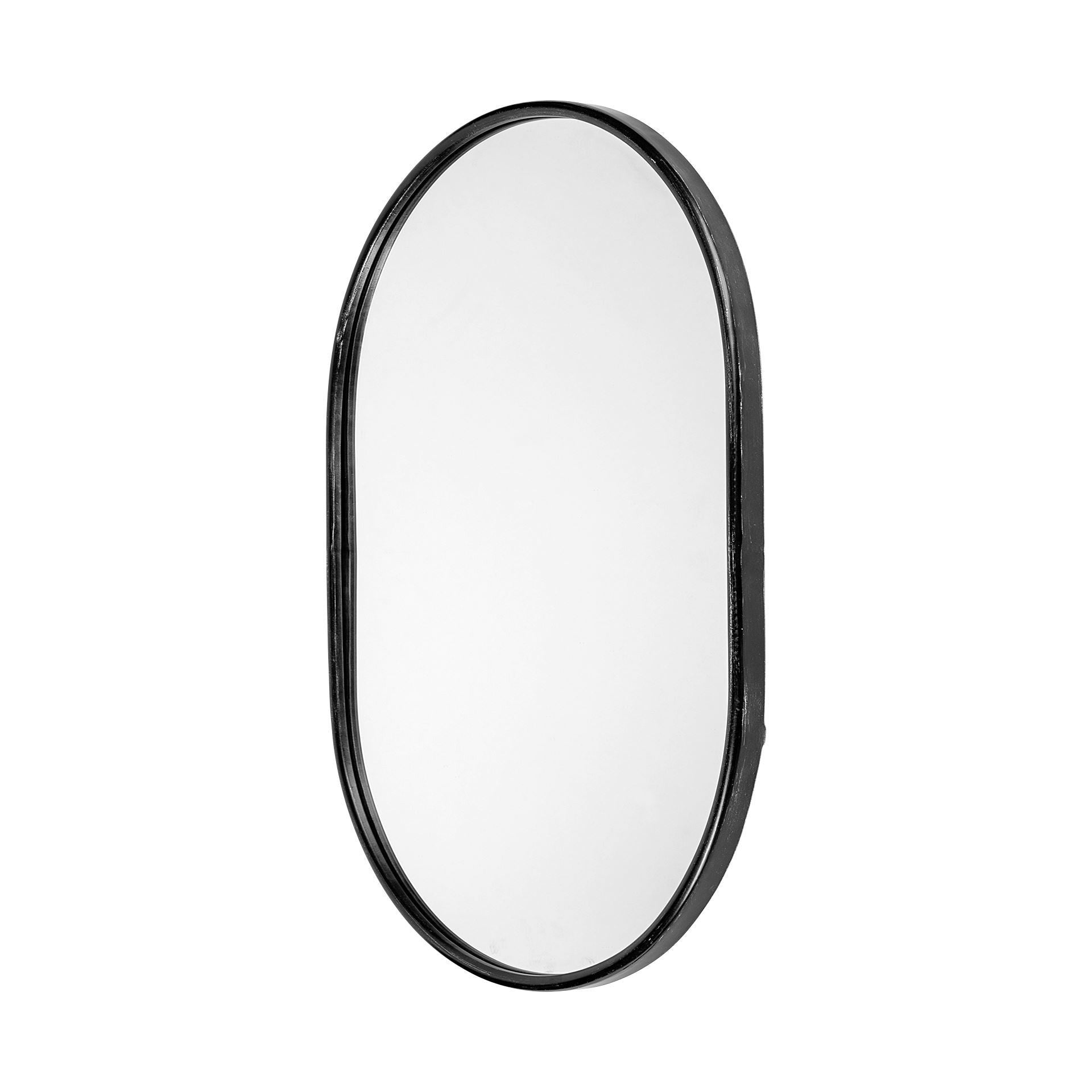 36" Black Oval Metal Framed Accent Mirror-Mirrors-DECOROLALA