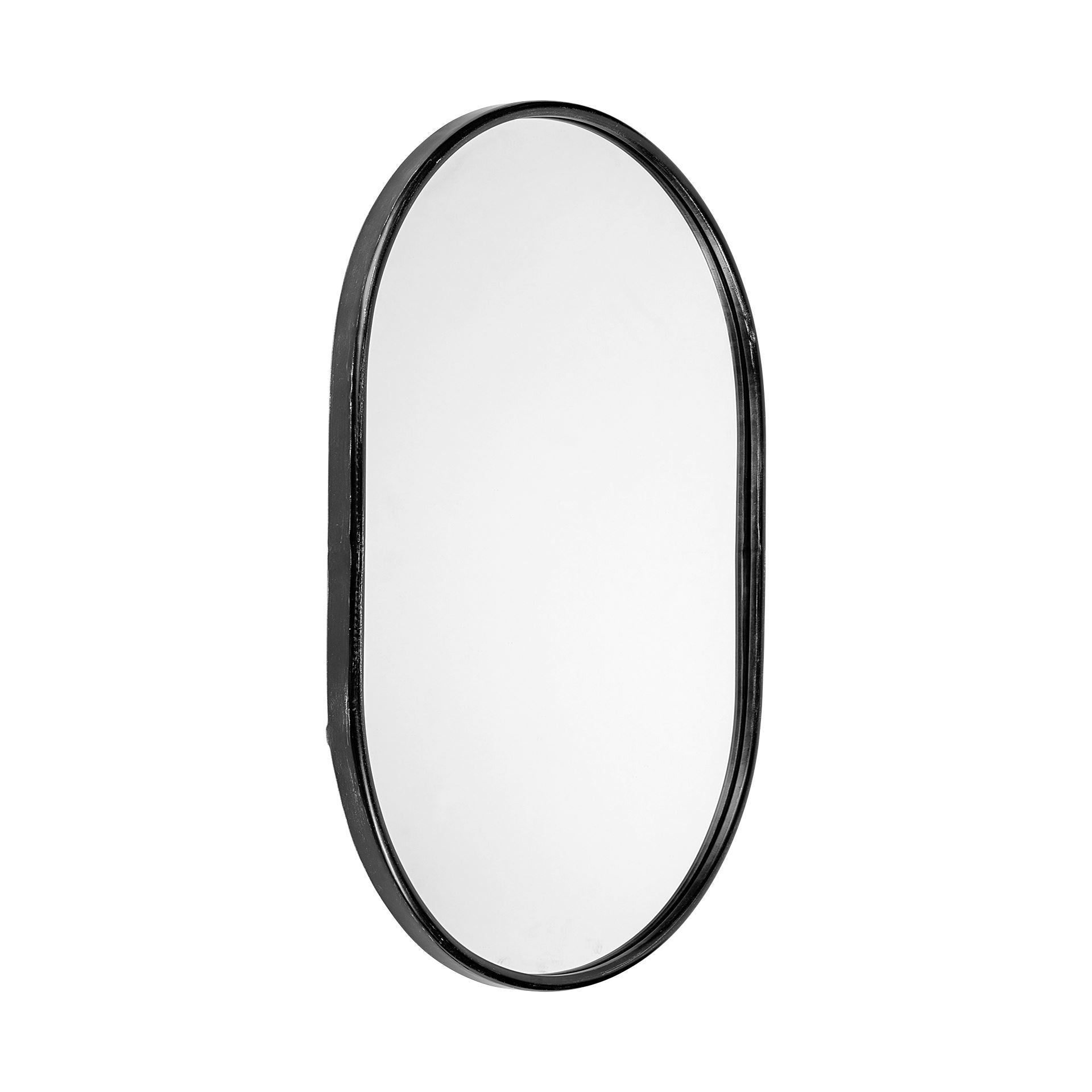 36" Black Oval Metal Framed Accent Mirror-Mirrors-DECOROLALA