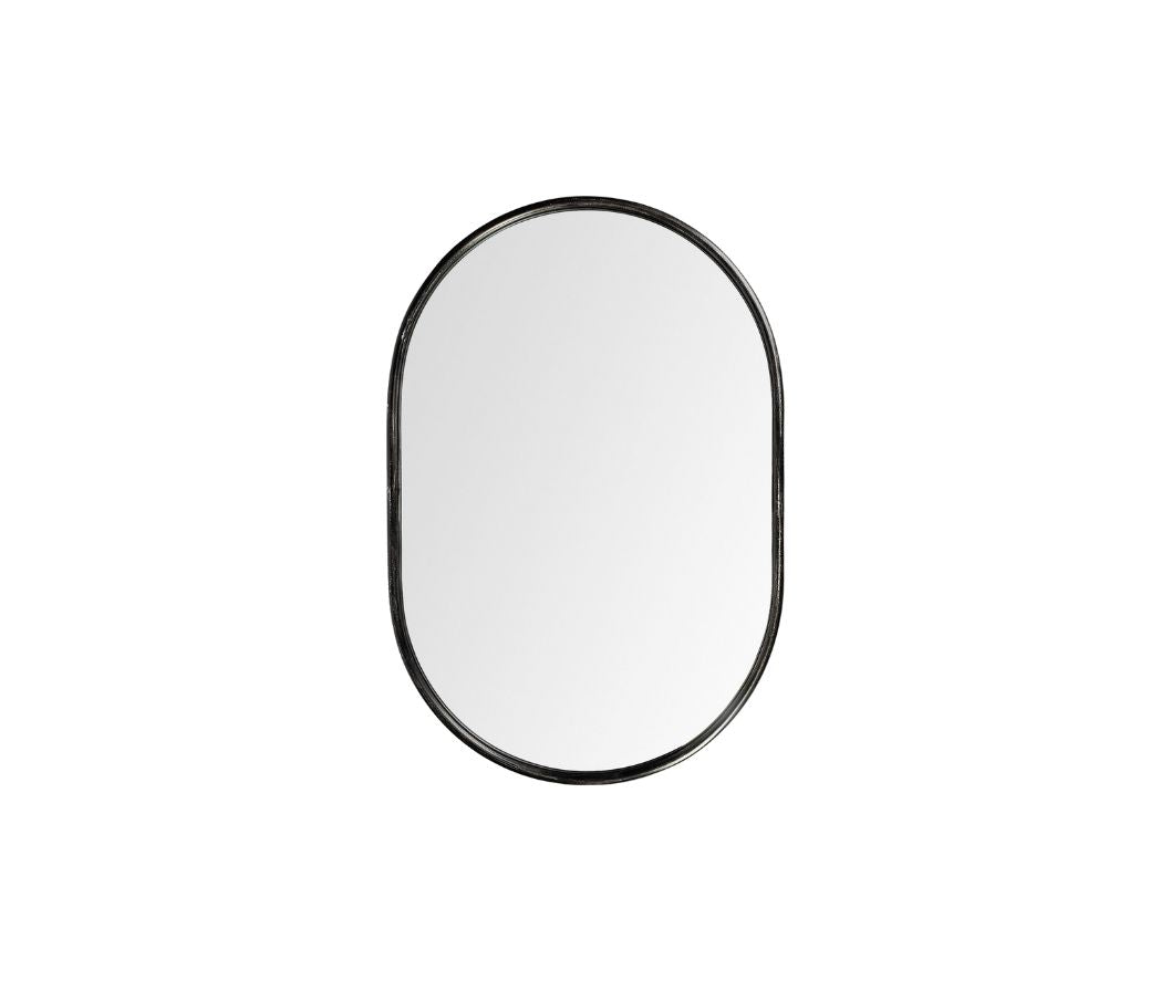 36" Black Oval Metal Framed Accent Mirror-Mirrors-DECOROLALA