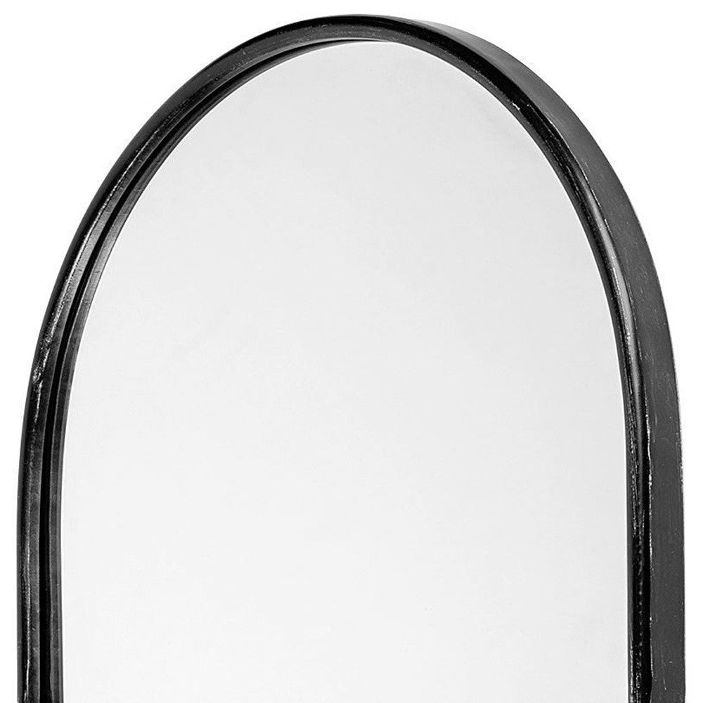36" Black Oval Metal Framed Accent Mirror-Mirrors-DECOROLALA