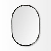 36" Black Oval Metal Framed Accent Mirror-Mirrors-DECOROLALA