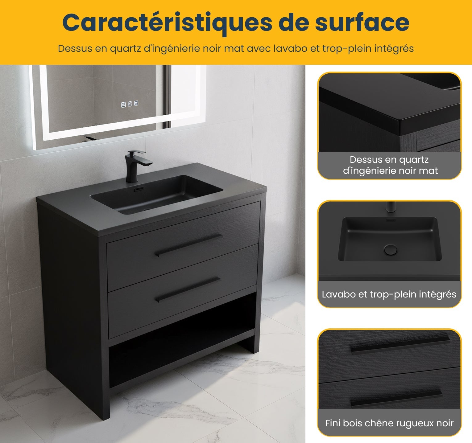 36" Black Rough Oak Freestanding Bathroom Vanity with Black Engineered Quartz Countertop-Migration_Bathroom Vanities-DECOROLALA