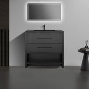 36" Black Rough Oak Freestanding Bathroom Vanity with Black Engineered Quartz Countertop-Migration_Bathroom Vanities-DECOROLALA