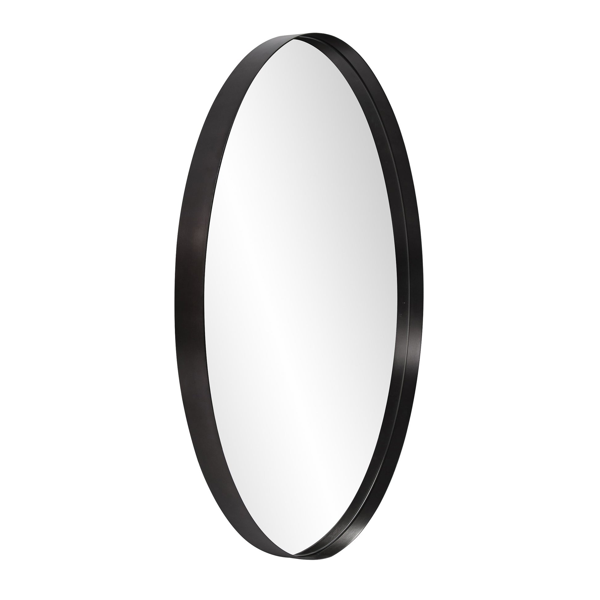36" Black Round Framed Accent Mirror-Mirrors-DECOROLALA