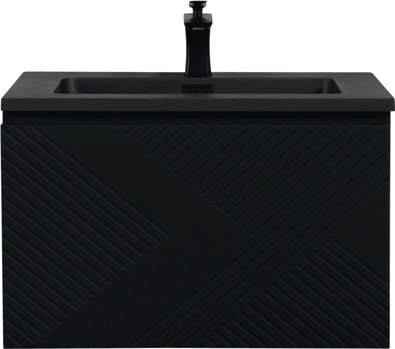 36" Black Wall Mount Bathroom Vanity with Black Engineered Quartz Countertop Roxboro-Migration_Bathroom Vanities-DECOROLALA