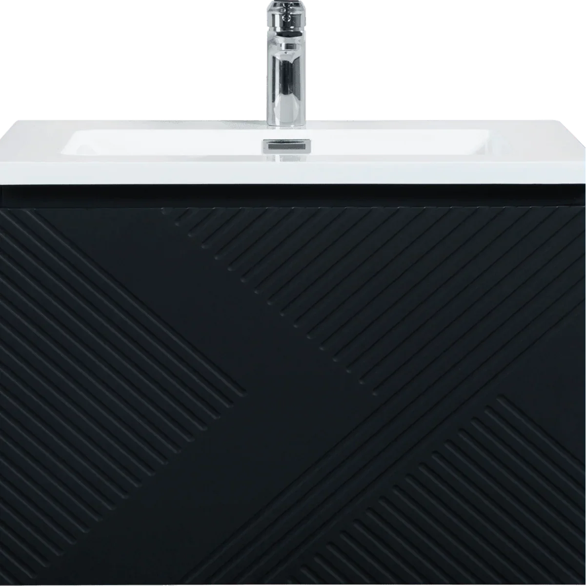 36" Black Wall Mount Bathroom Vanity with White Polymarble Countertop-Migration_Bathroom Vanities-DECOROLALA