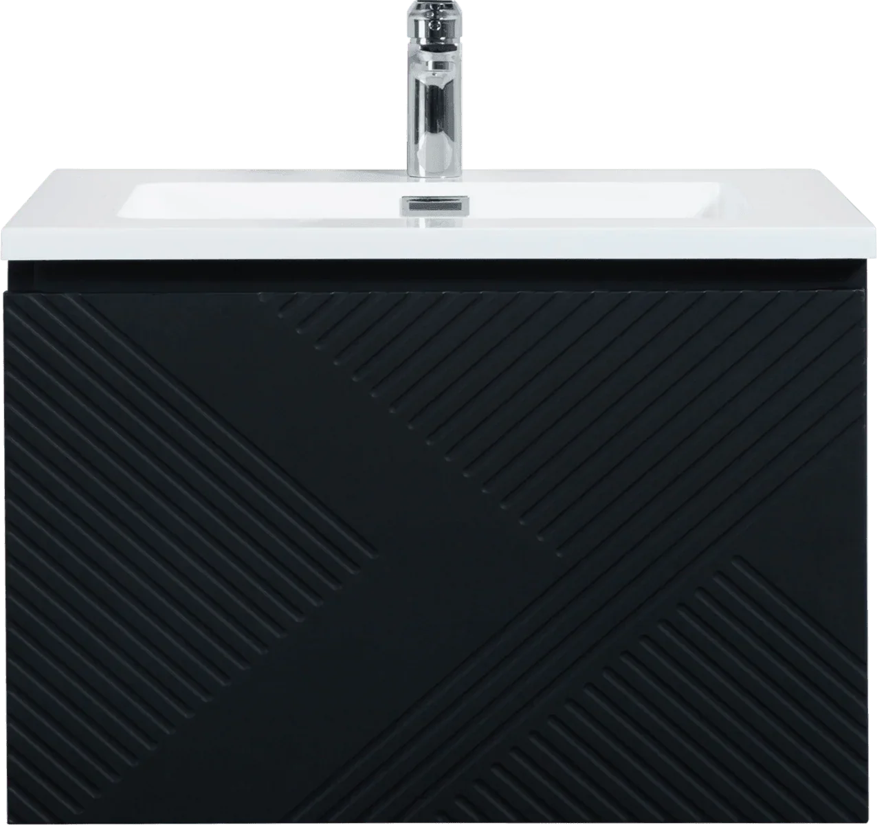 36" Black Wall Mount Bathroom Vanity with White Polymarble Countertop-Migration_Bathroom Vanities-DECOROLALA