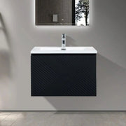 36" Black Wall Mount Bathroom Vanity with White Polymarble Countertop-Migration_Bathroom Vanities-DECOROLALA