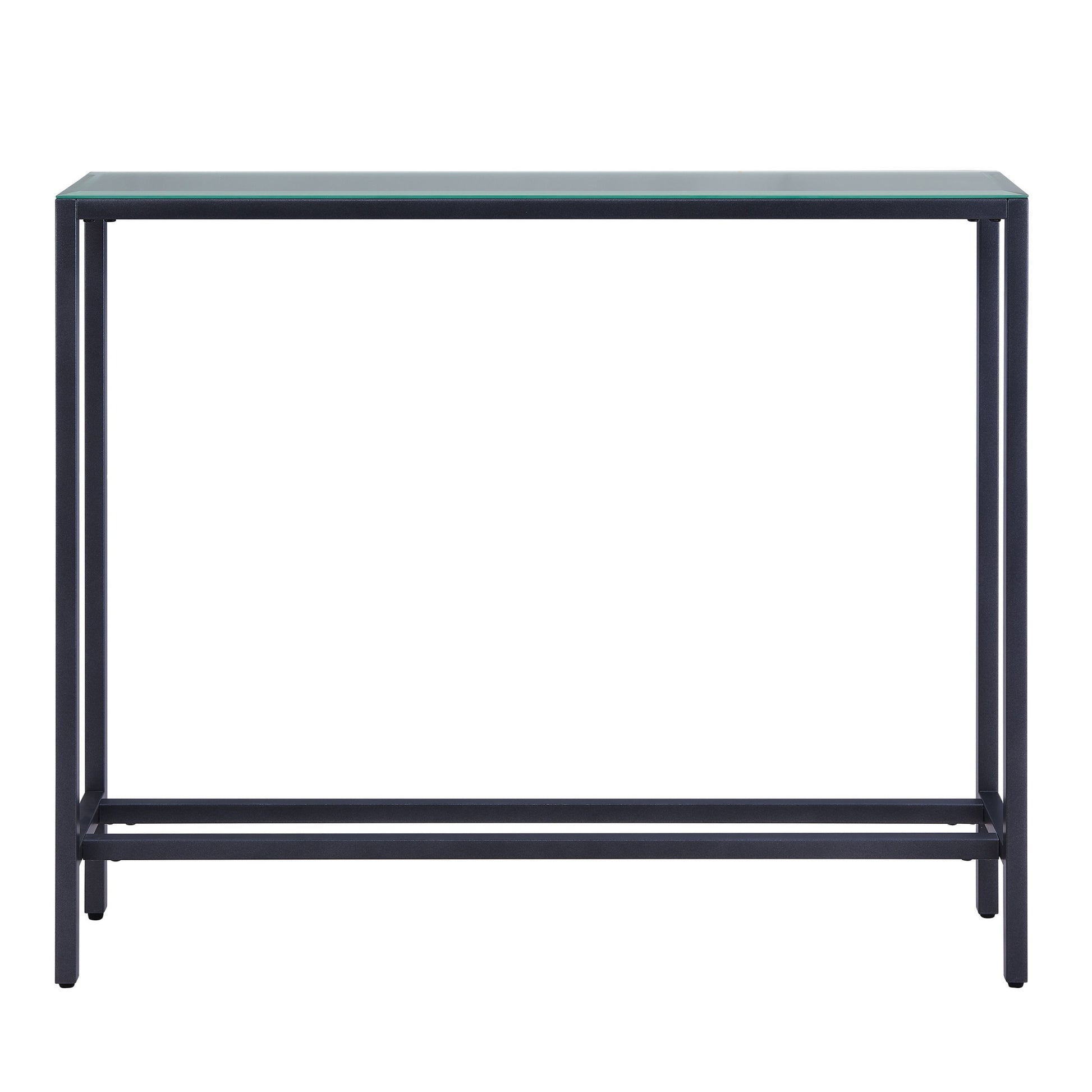 36" Black and Gunmetal Mirrored Glass Console Table-Console Tables-DECOROLALA
