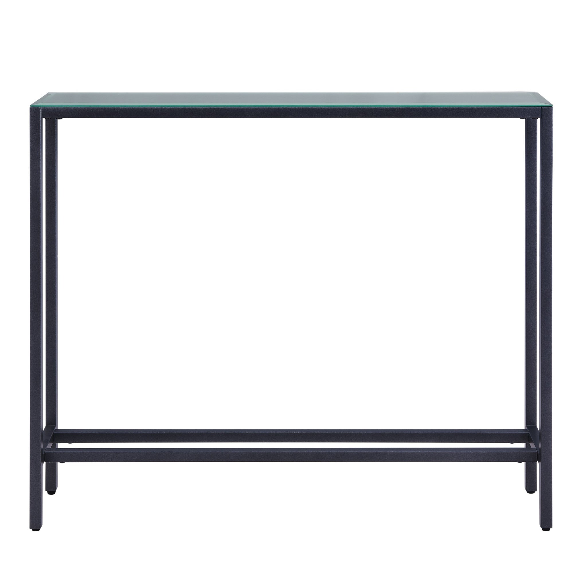 36" Black and Gunmetal Mirrored Glass Console Table-Console Tables-DECOROLALA