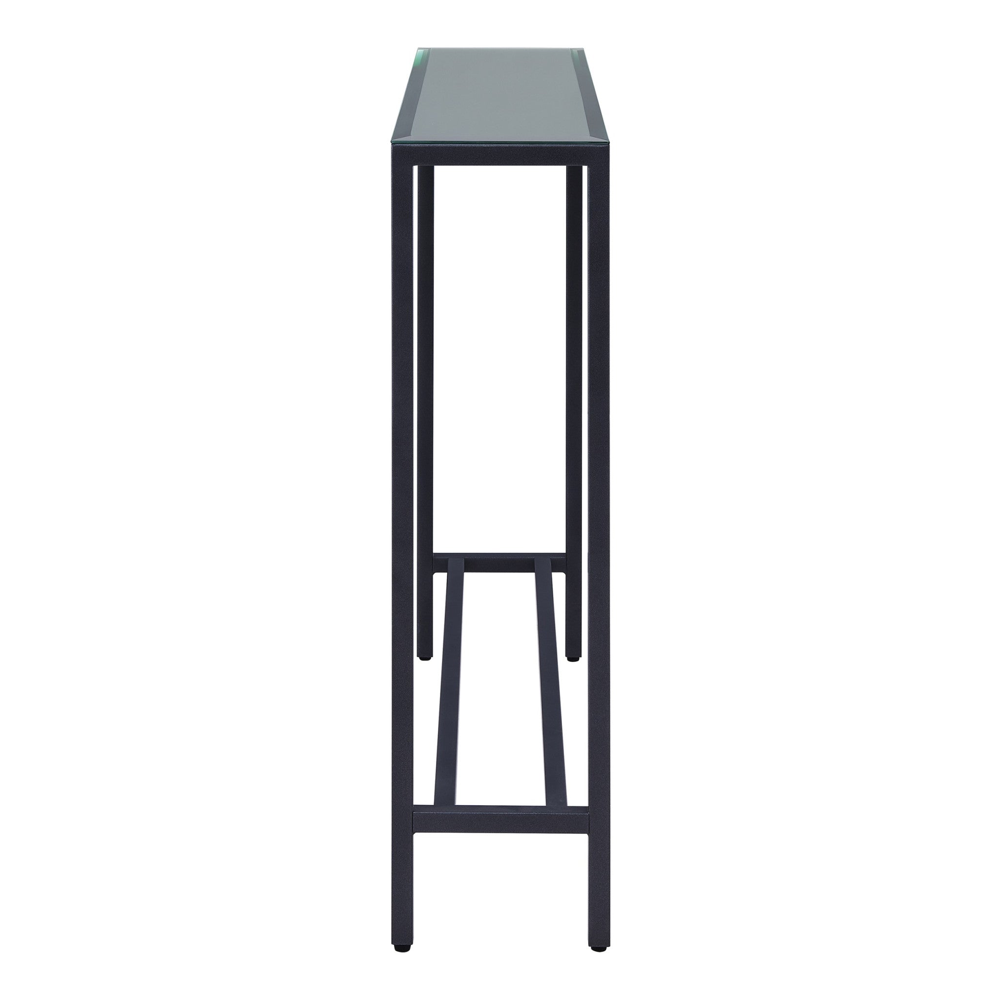 36" Black and Gunmetal Mirrored Glass Console Table-Console Tables-DECOROLALA