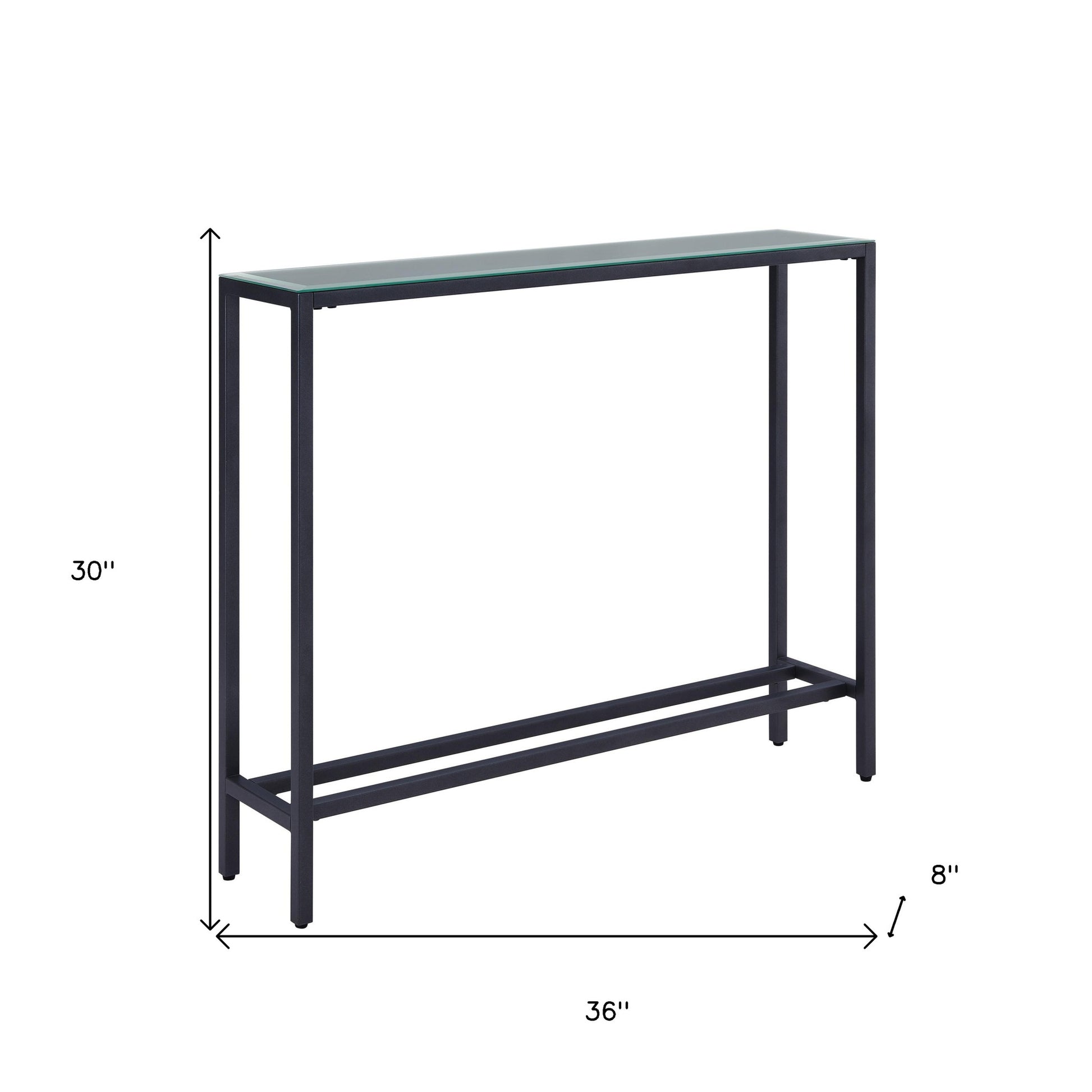 36" Black and Gunmetal Mirrored Glass Console Table-Console Tables-DECOROLALA