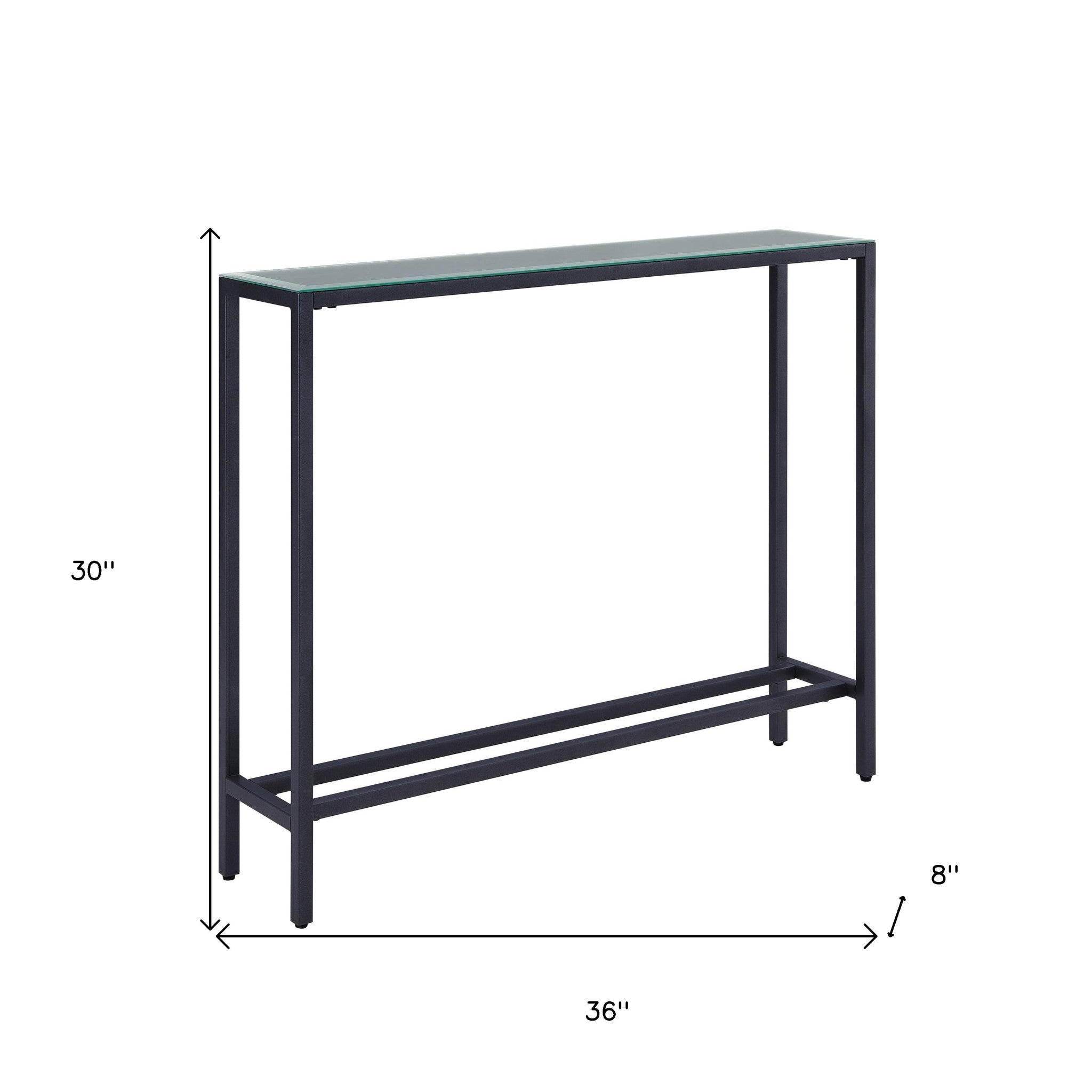 36" Black and Gunmetal Mirrored Glass Console Table-Console Tables-DECOROLALA