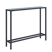 36" Black and Gunmetal Mirrored Glass Console Table-Console Tables-DECOROLALA