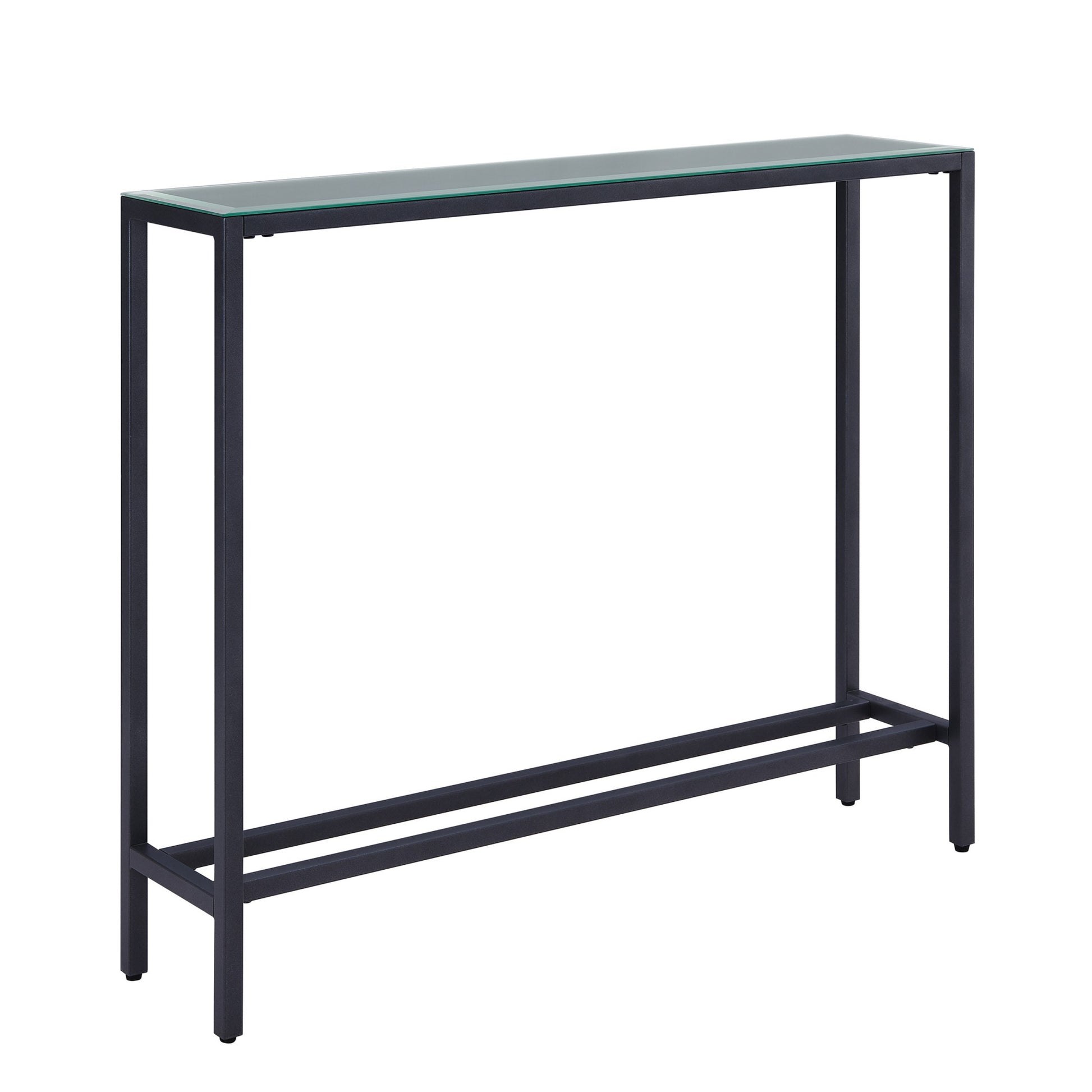 36" Black and Gunmetal Mirrored Glass Console Table-Console Tables-DECOROLALA