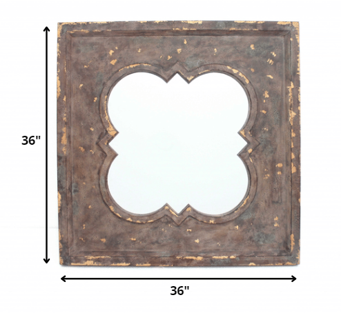 36" Bronze Square Wood Framed Accent Mirror-Mirrors-DECOROLALA