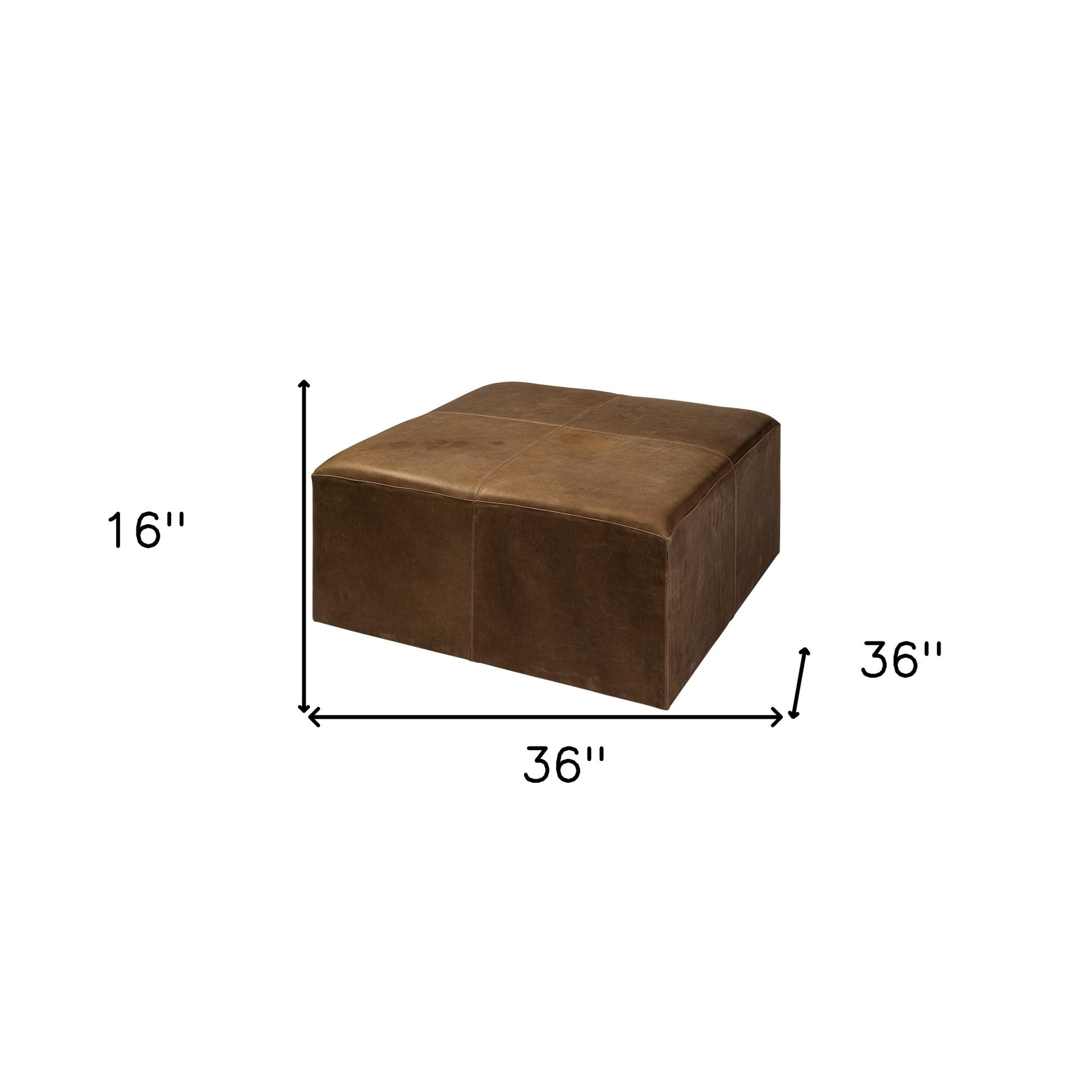 36" Brown Faux Leather Cube Ottoman-Ottomans-DECOROLALA