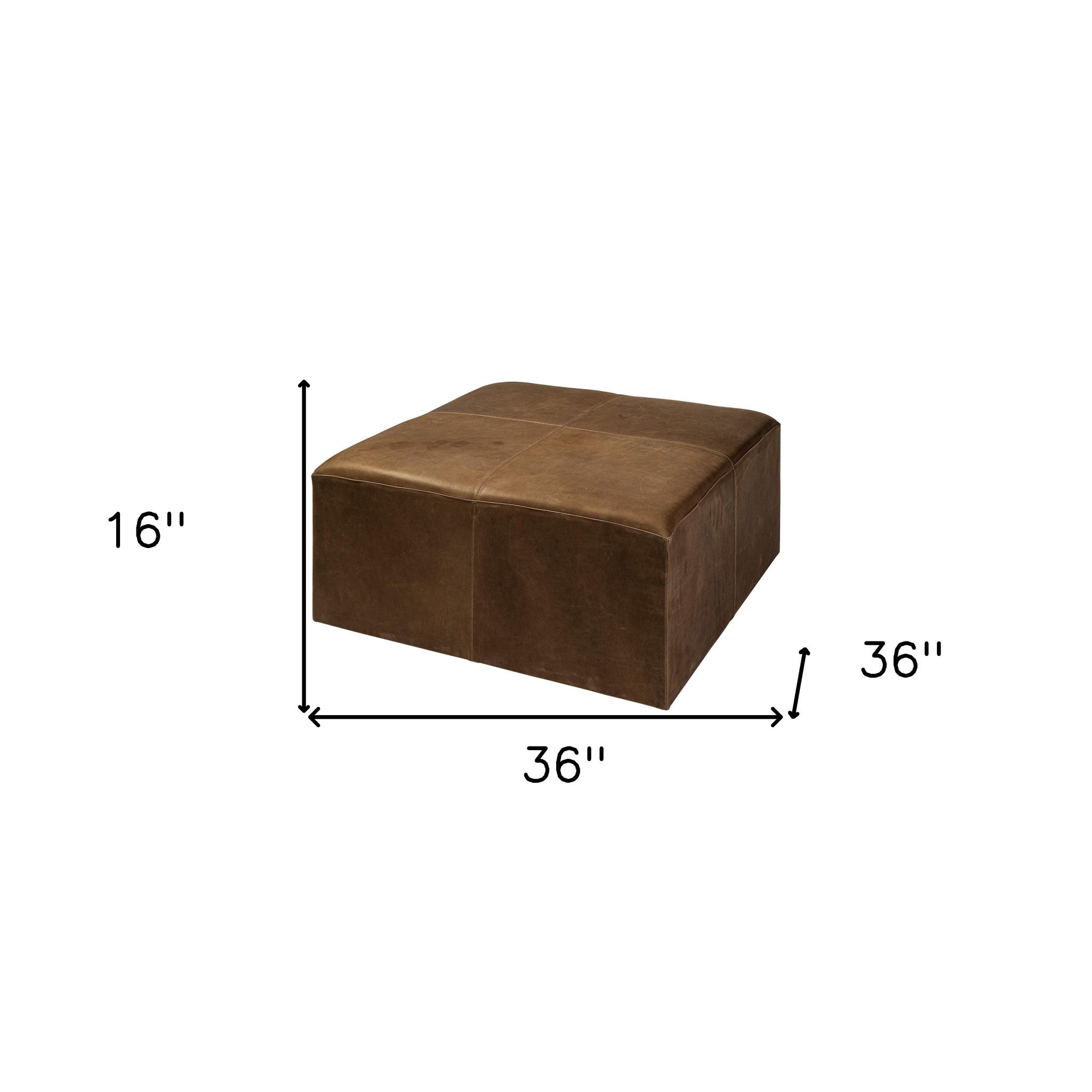 36" Brown Faux Leather Cube Ottoman-Ottomans-DECOROLALA