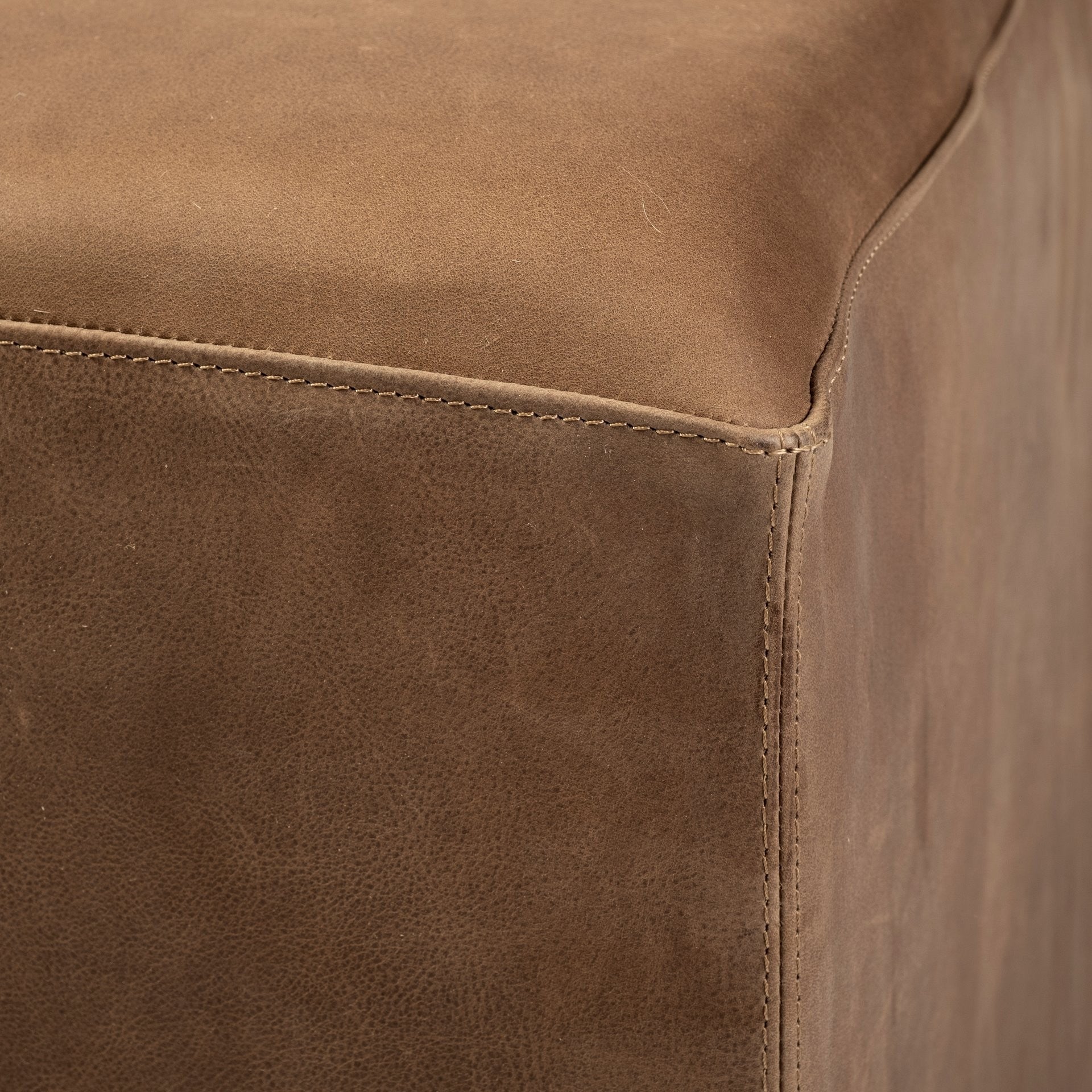 36" Brown Faux Leather Cube Ottoman-Ottomans-DECOROLALA