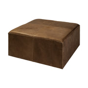 36" Brown Faux Leather Cube Ottoman-Ottomans-DECOROLALA