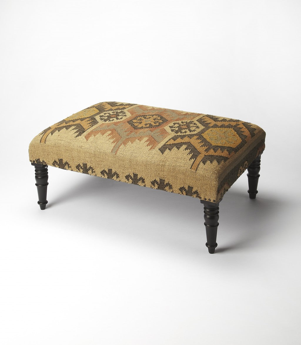 36" Brown Linen Footstool Ottoman-Ottomans-DECOROLALA