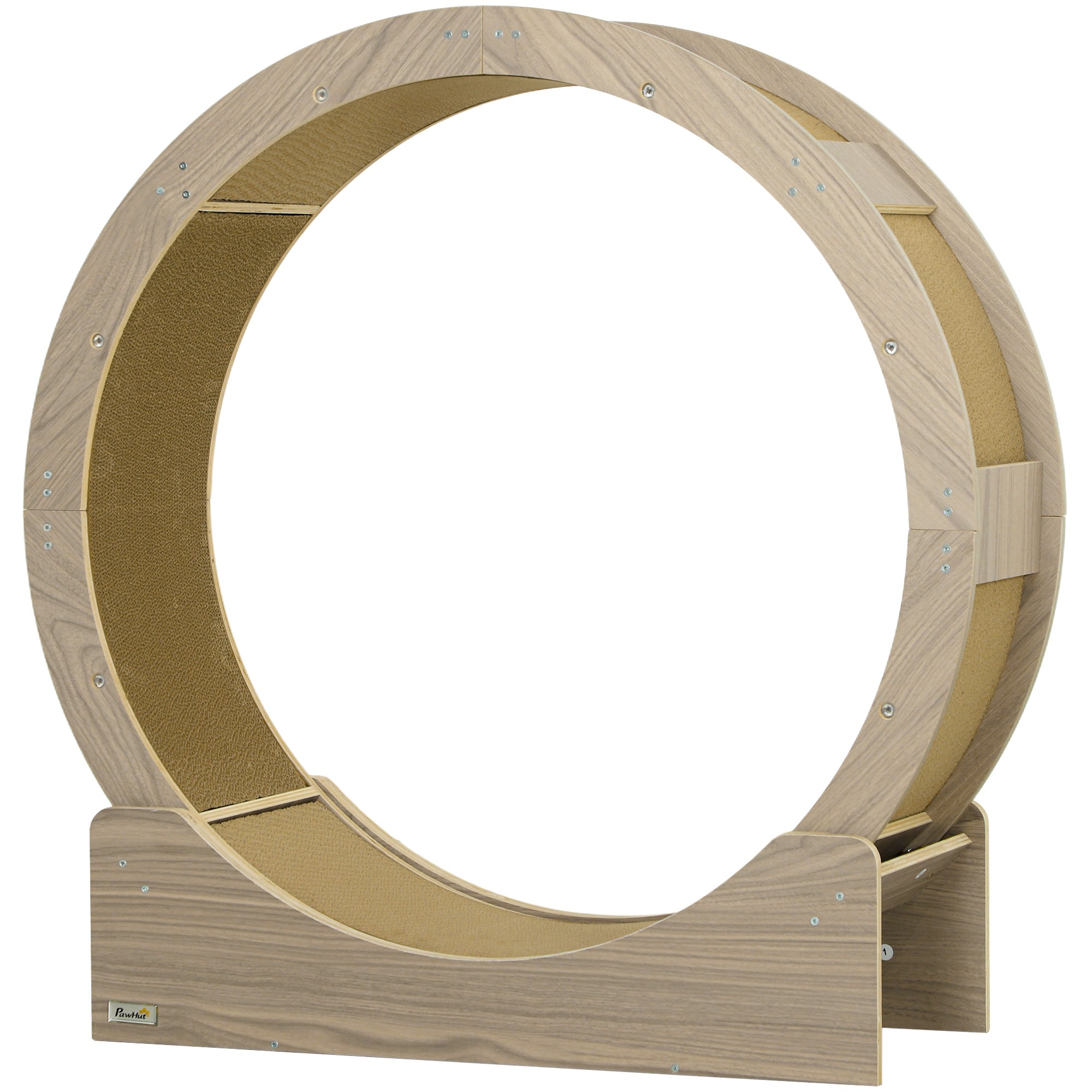 36" Cat Wheel for Indoor Cats with Brake, Scratching Pads, Walnut-Cats-DECOROLALA