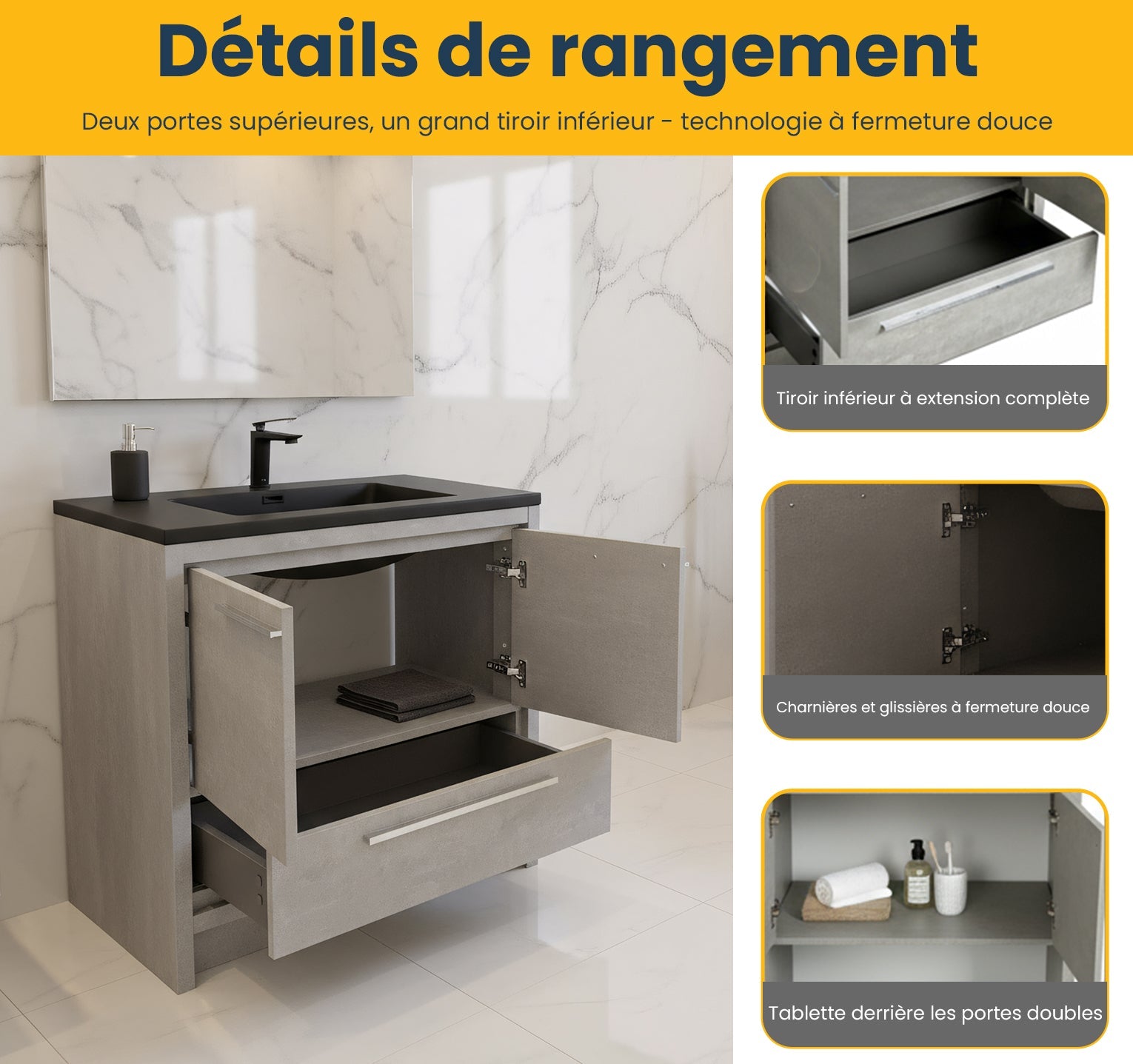 36" Cement Freestanding Bathroom Vanity with Black Quartz Engineered Countertop-Migration_Bathroom Vanities-DECOROLALA